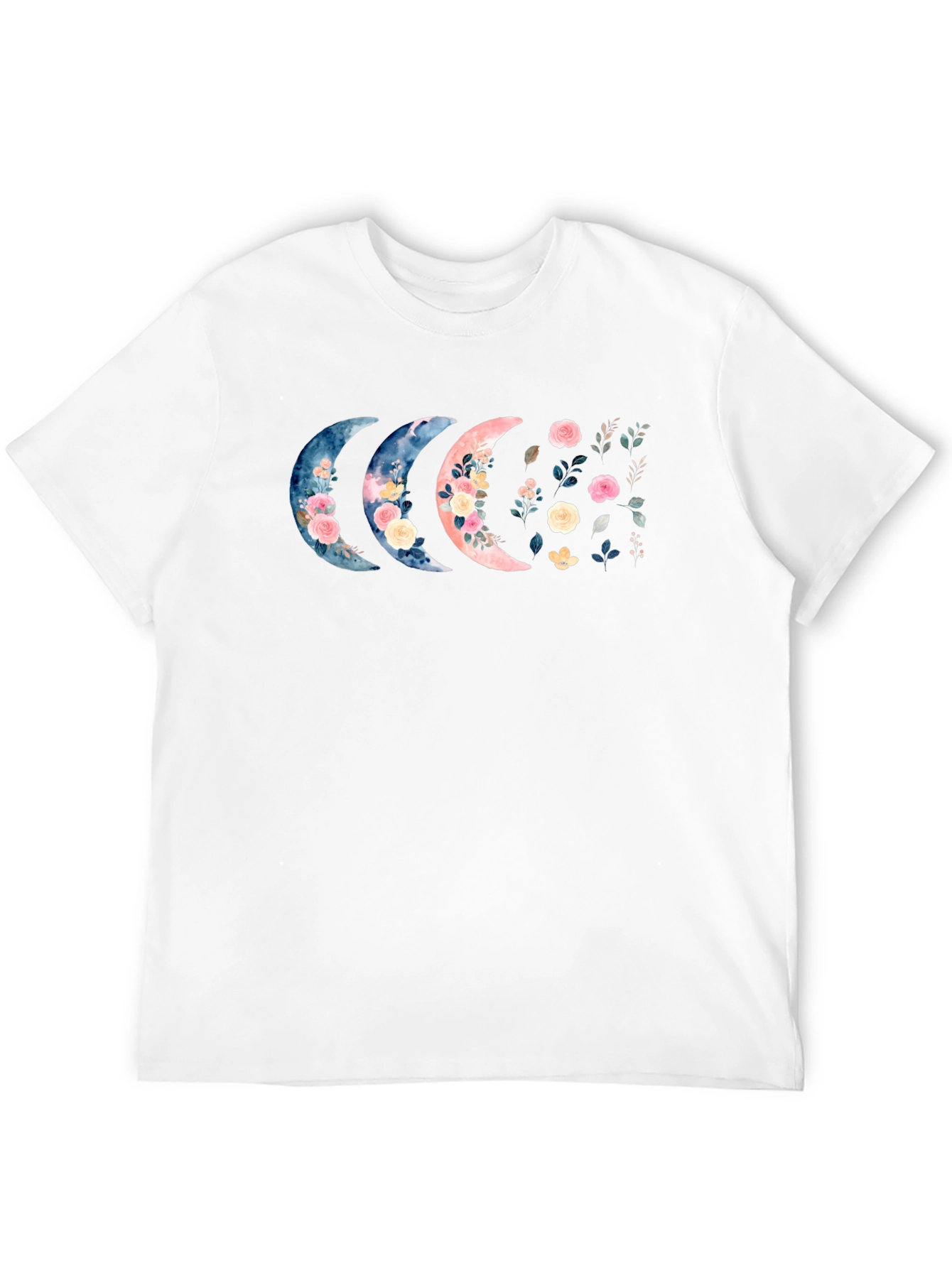 Floral Moon Phases Black T-Shirt