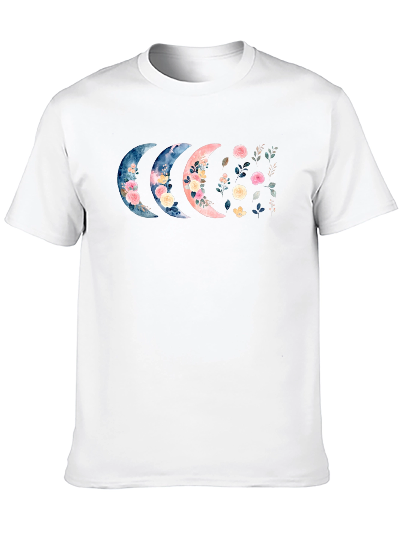 Floral Moon Phases Black T-Shirt