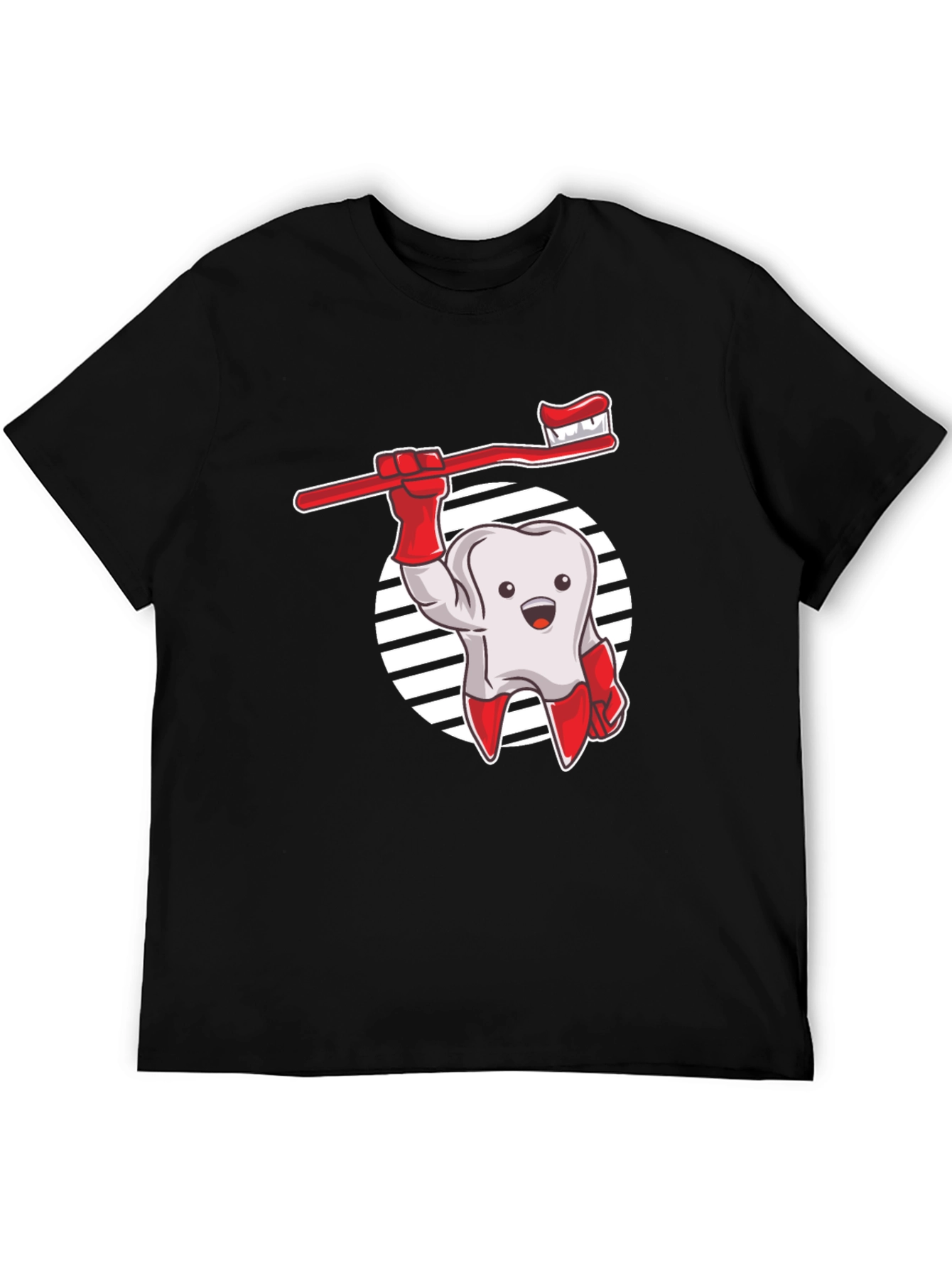 Cartoon Tooth & Toothbrush Graphic T-Shirt