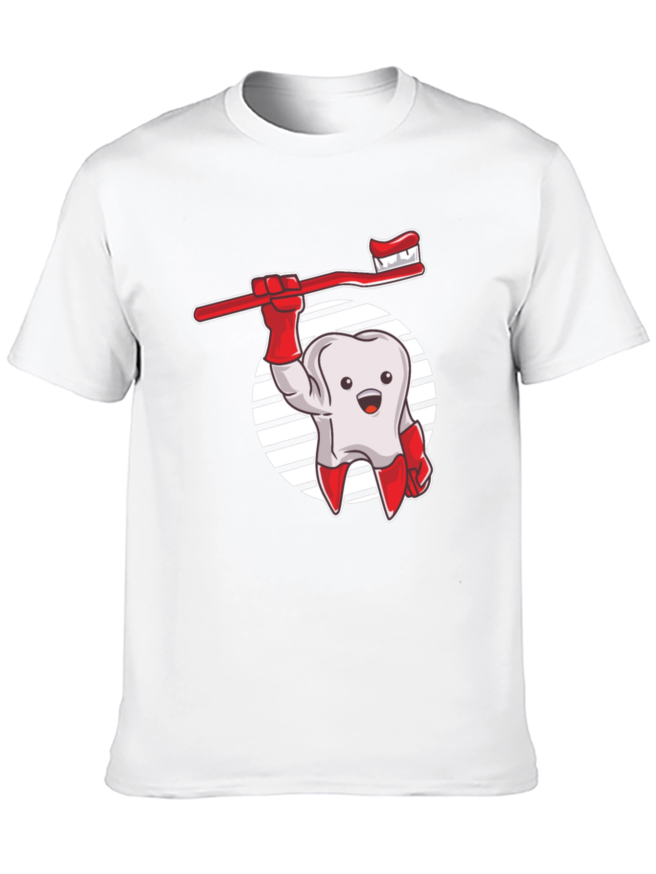 Cartoon Tooth & Toothbrush Graphic T-Shirt