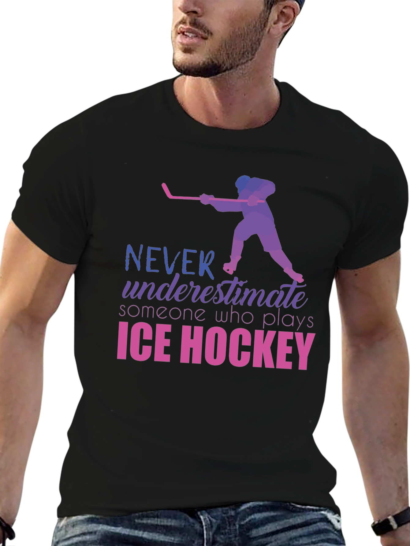 Ice Hockey Player Graphic T-Shirt