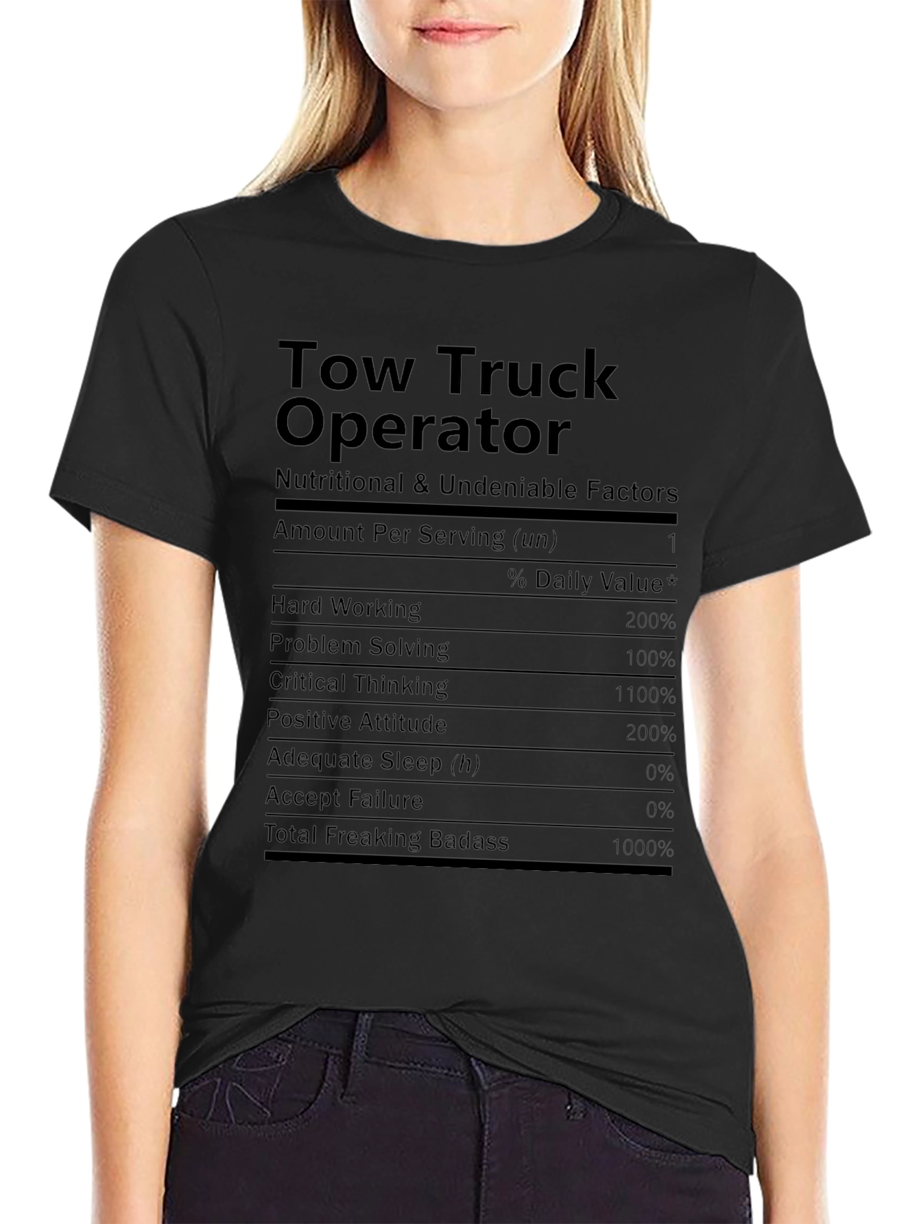 Tow Truck Operator Nutrition Facts Graphic T-Shirt