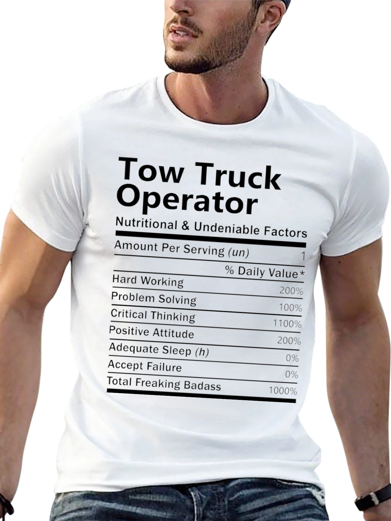 Tow Truck Operator Nutrition Facts Graphic T-Shirt