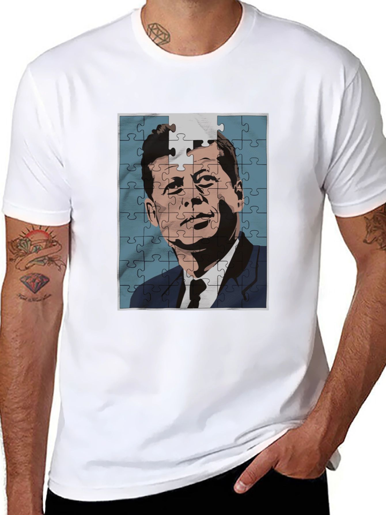 JFK Puzzle Graphic Tee - Classic Puzzle Design