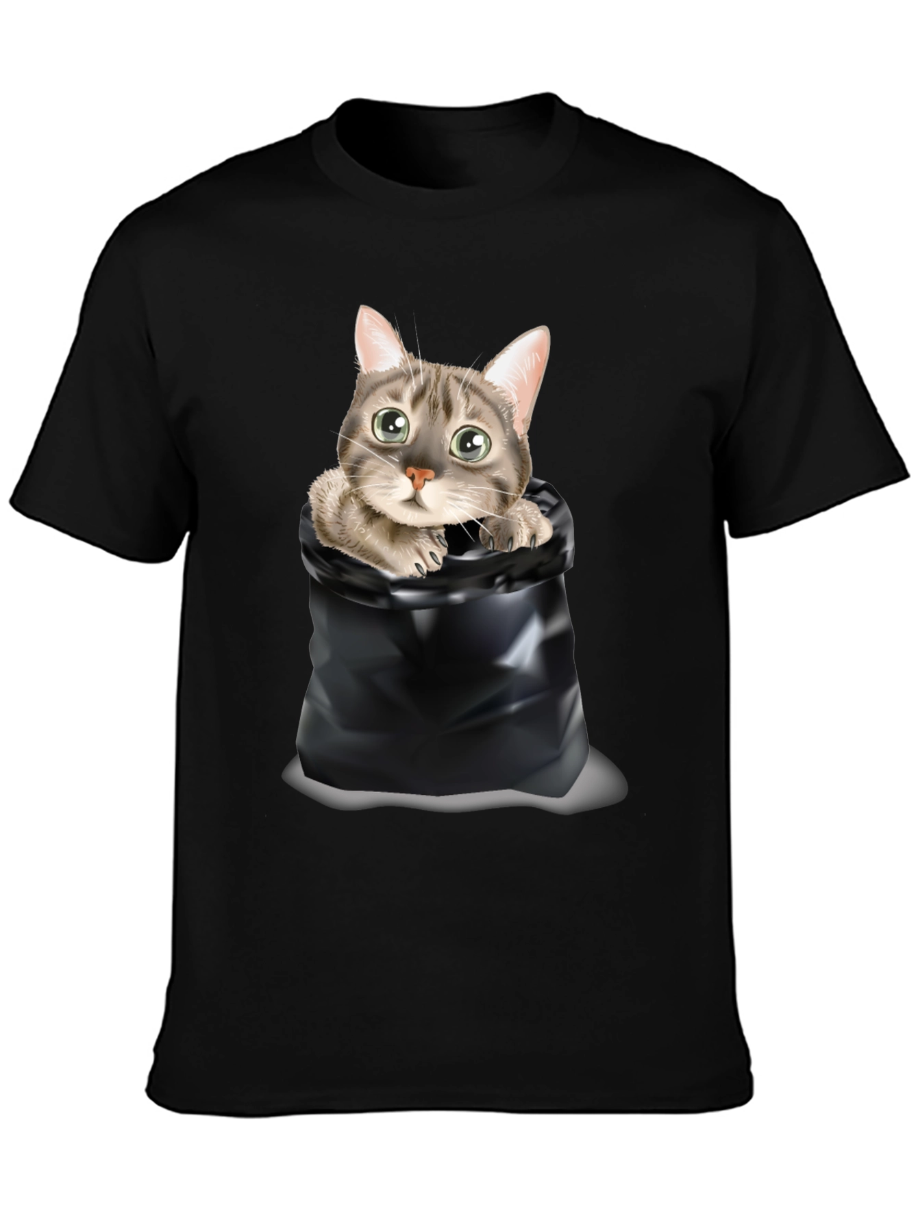 Cat in a Bag Mens Black T-Shirt