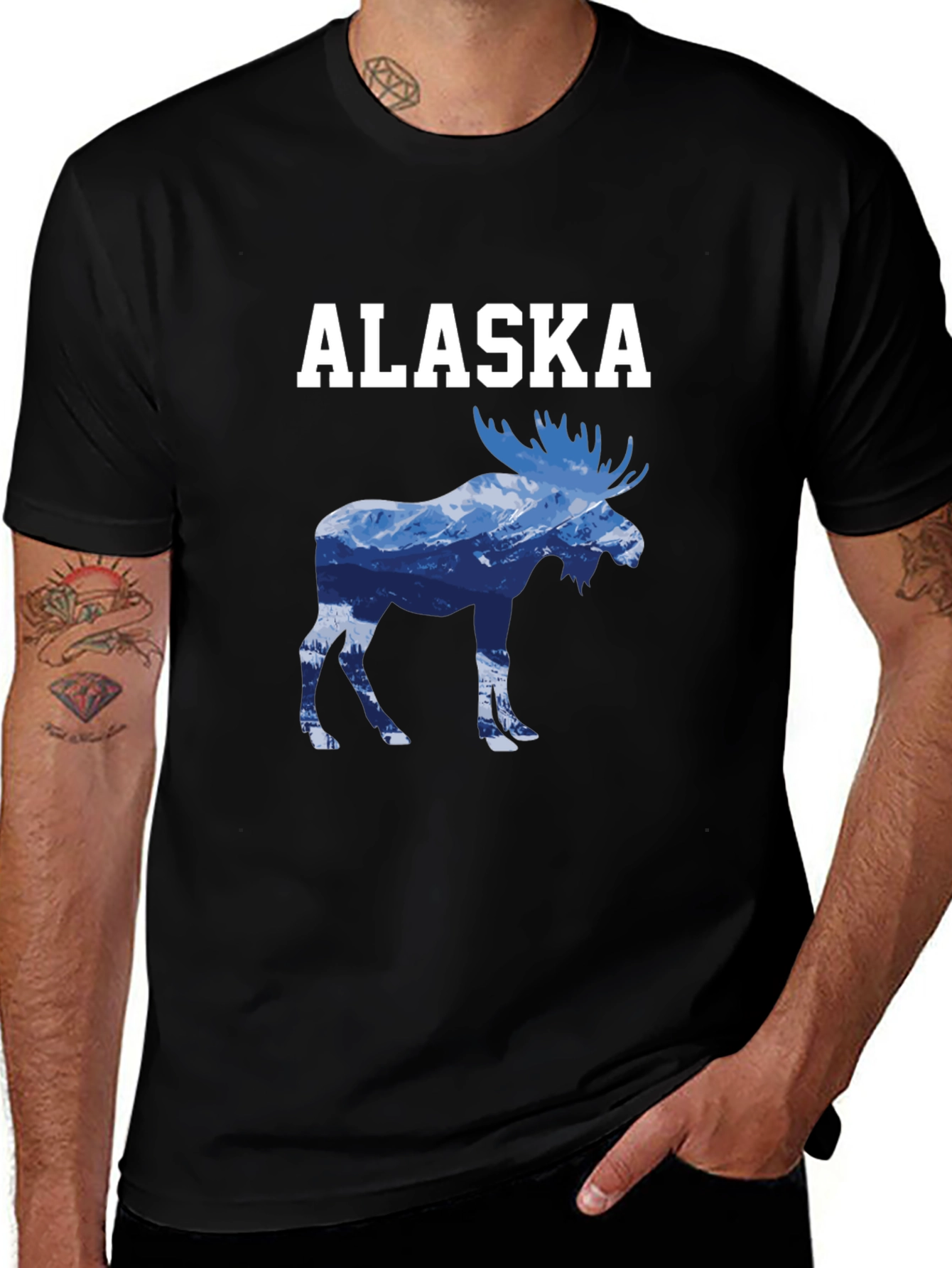 Alaska Moose Mountain Graphic Tee - Black