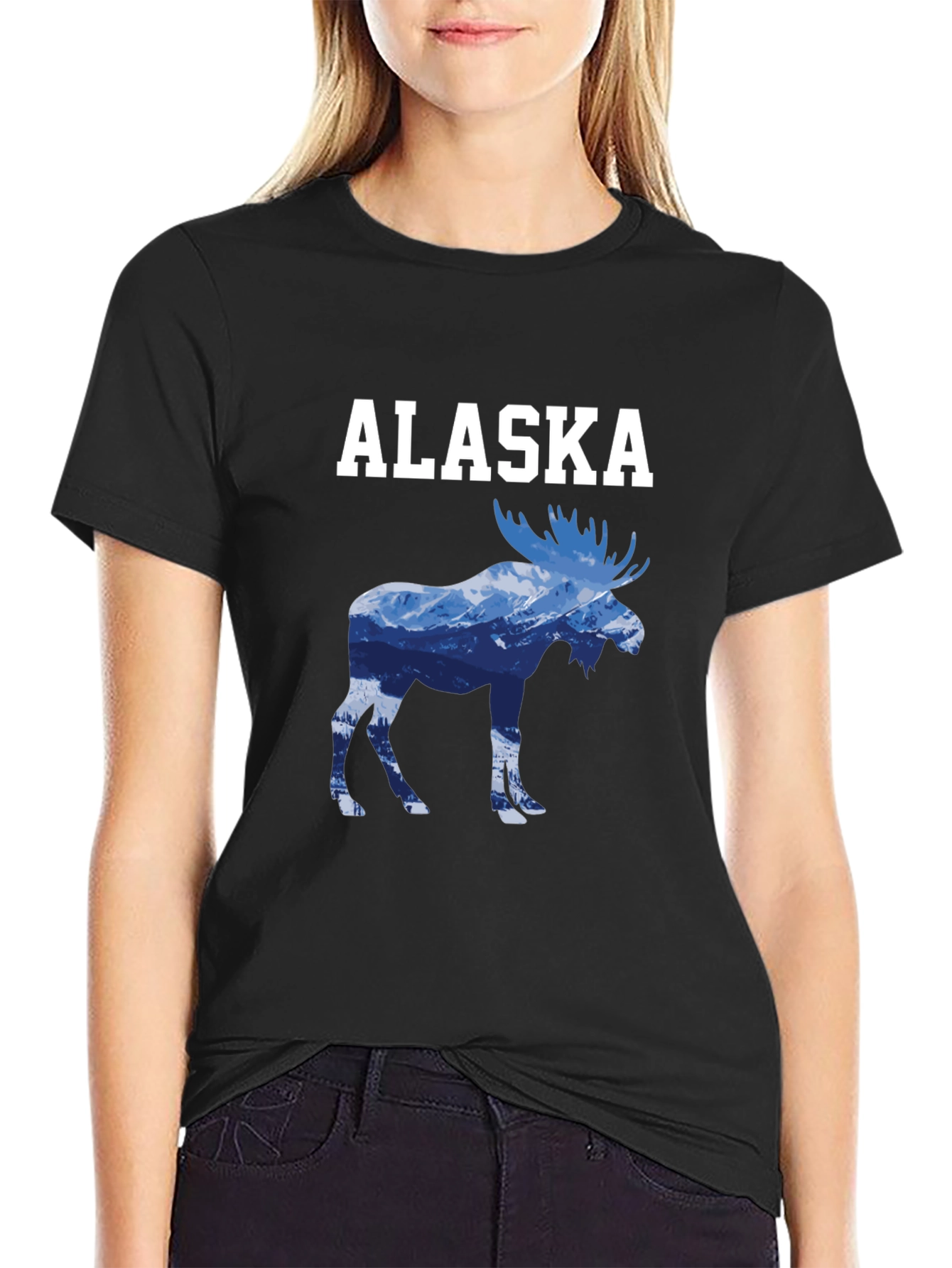 Alaska Moose Mountain Graphic Tee - Black