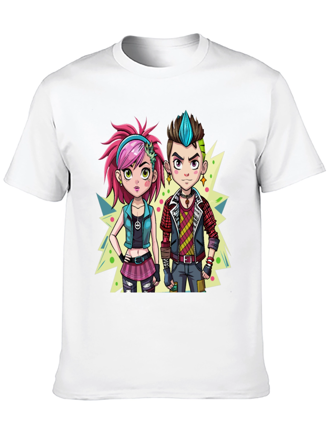 Cartoon Couple Black Graphic Tee