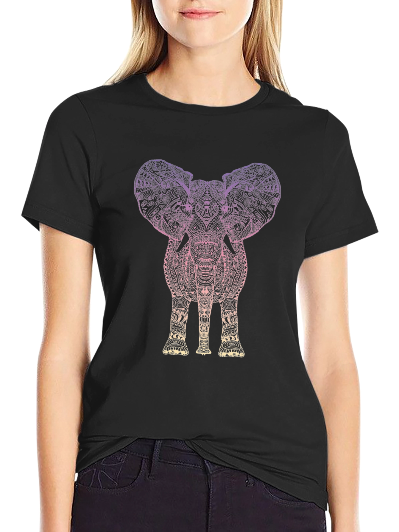 Elephant Graphic Tee - Stylish Mens Black T-Shirt