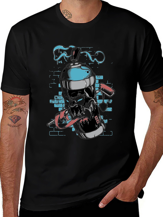 Skull Spray Paint Graphic Tee - Edgy Streetwear
