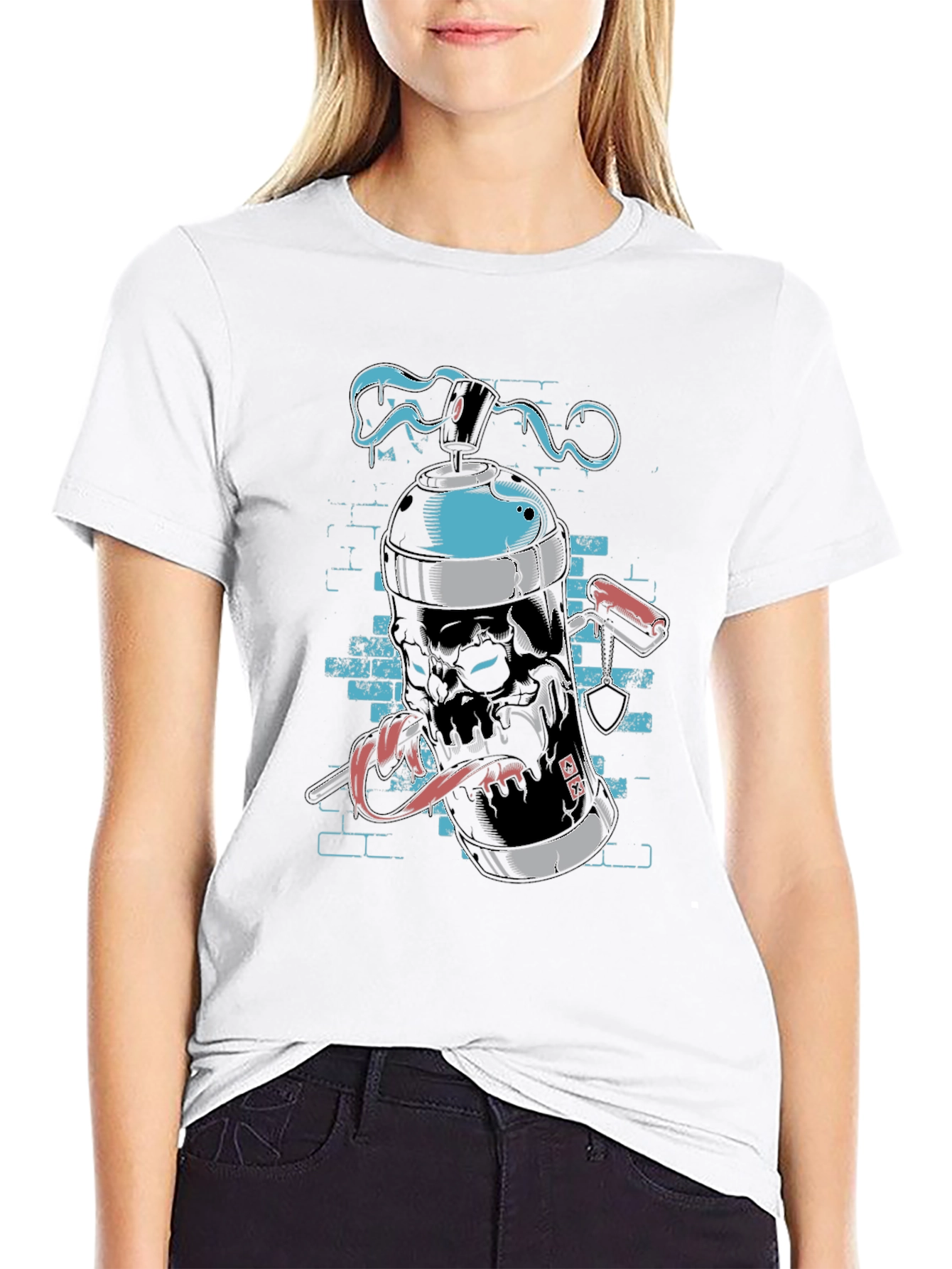 Skull Spray Paint Graphic Tee - Edgy Streetwear