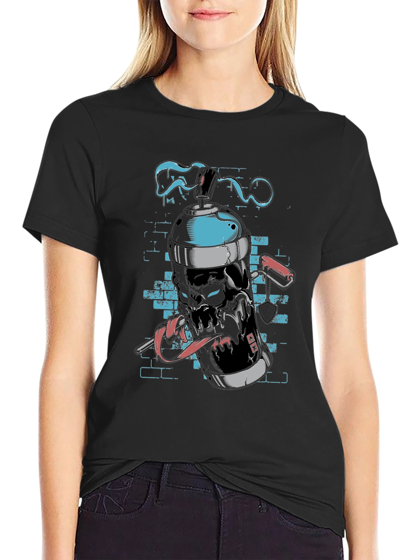 Skull Spray Paint Graphic Tee - Edgy Streetwear