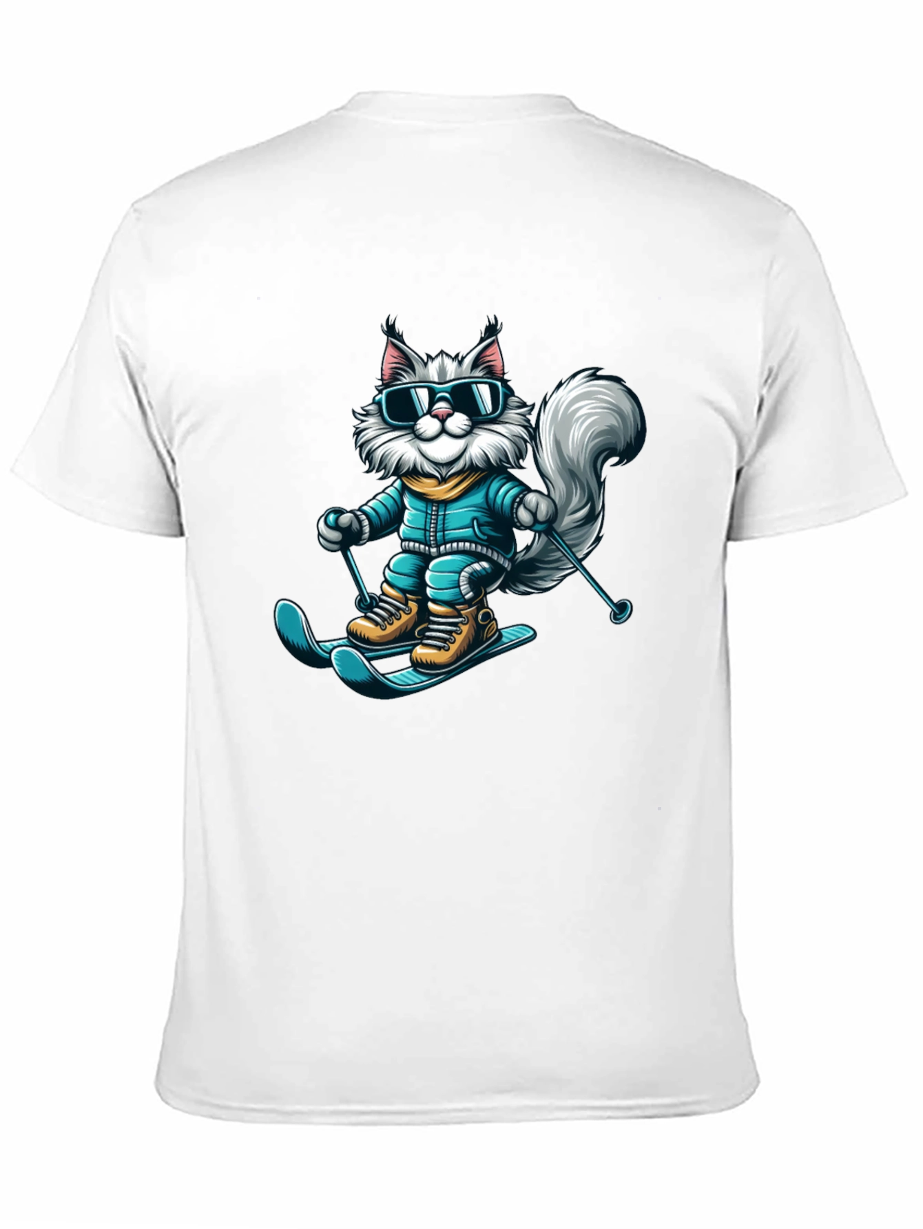 Skiing Cat T-Shirt - Fun Winter Apparel