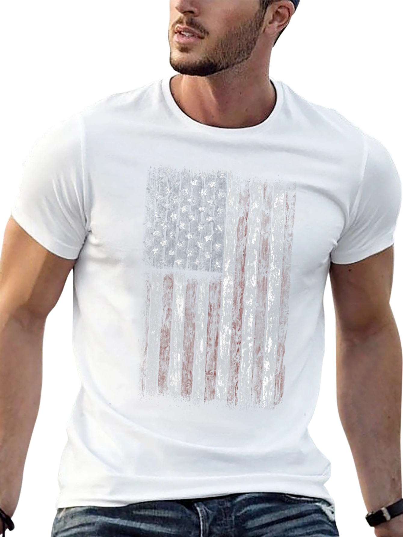 Distressed American Flag Graphic T-Shirt