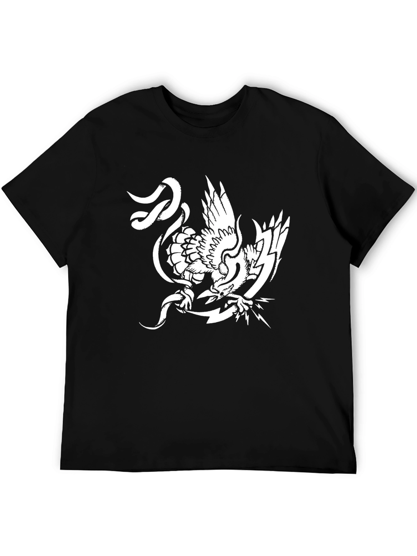 Bold Graphic Tee - Eagle and Lightning Bolt Design