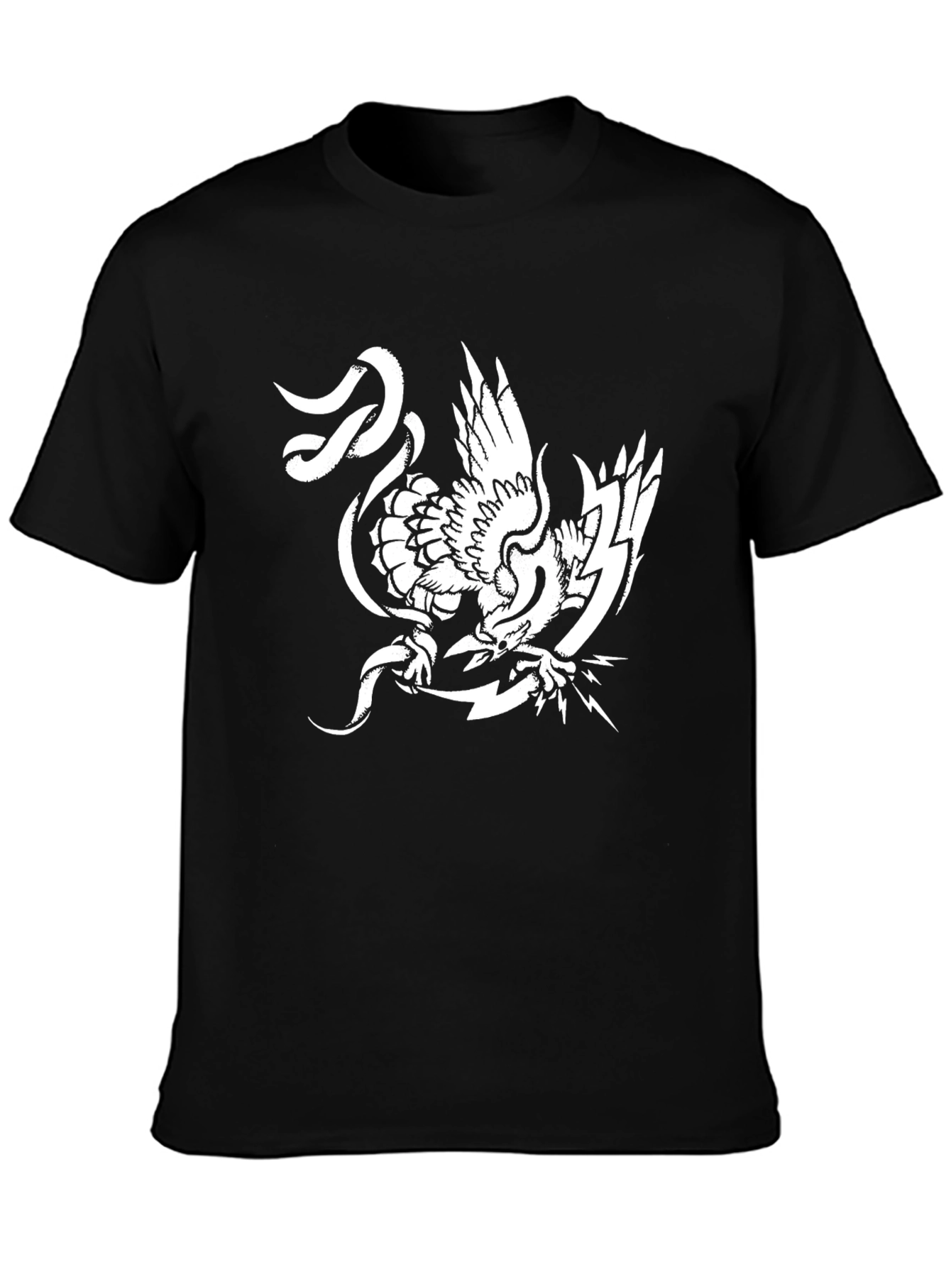 Bold Graphic Tee - Eagle and Lightning Bolt Design