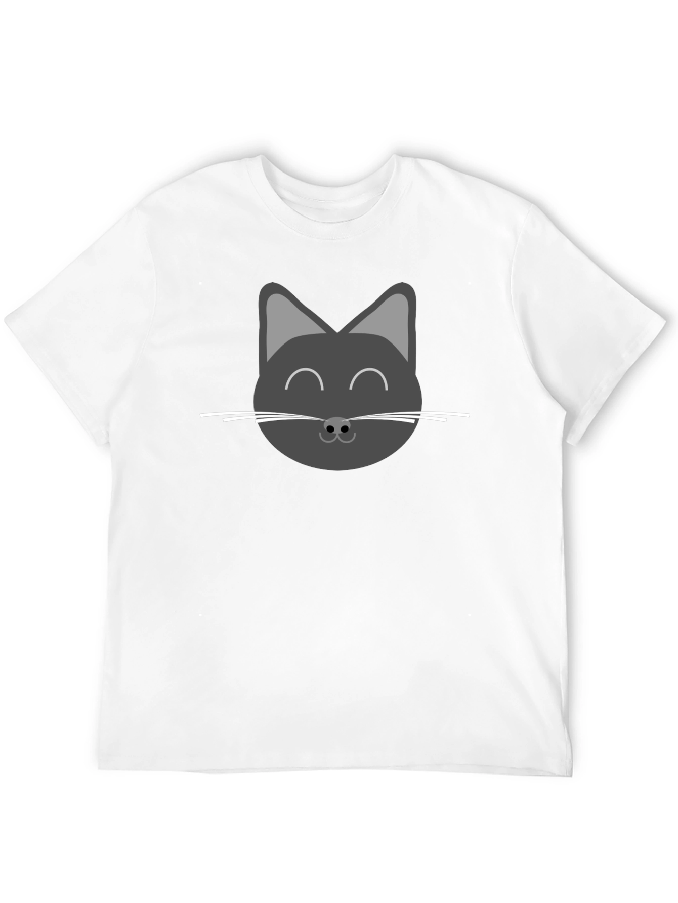 Cute Cat Face Graphic T-Shirt - Black