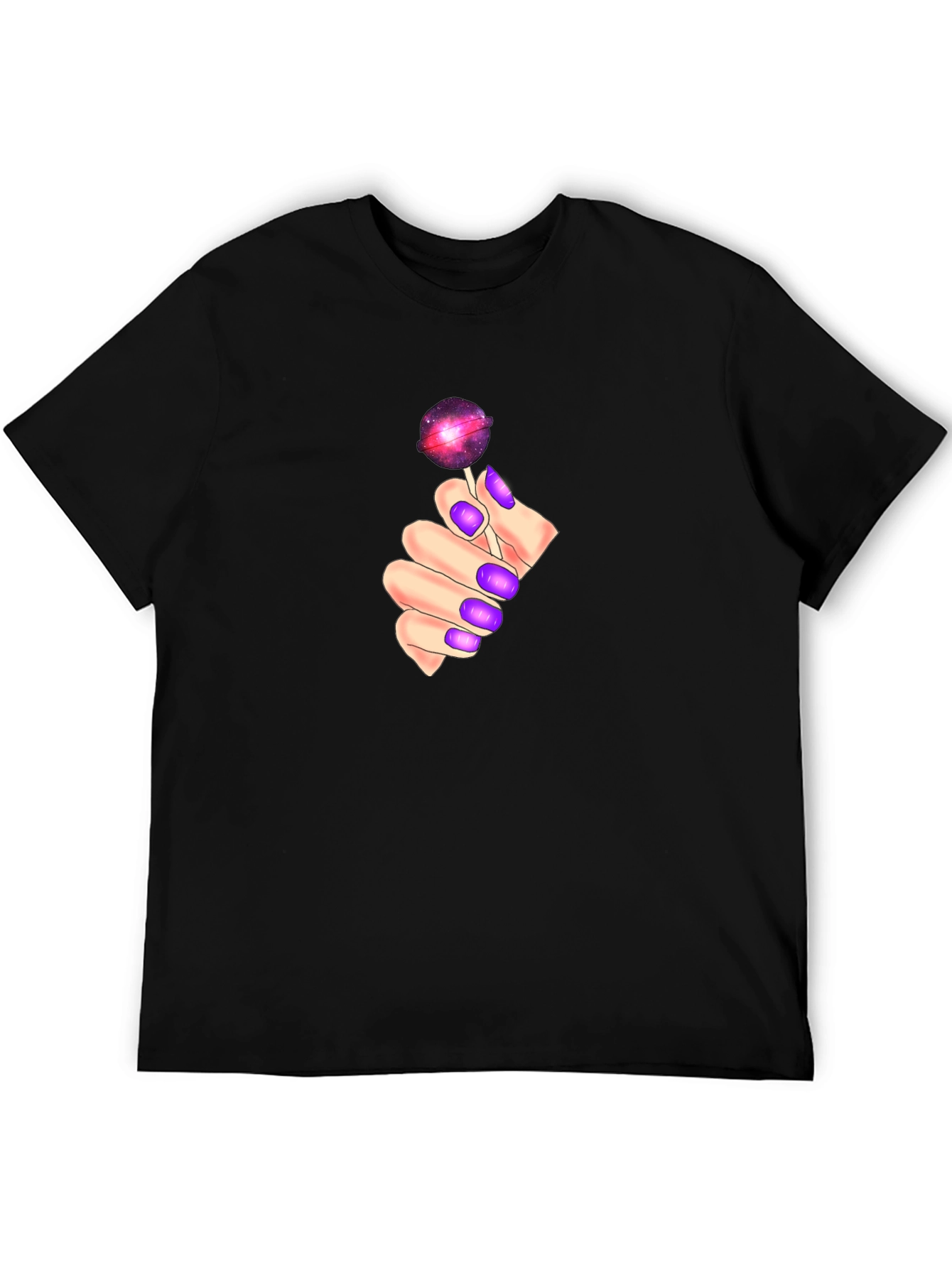 Galaxy Lollipop Graphic Tee - Black Cotton Comfort