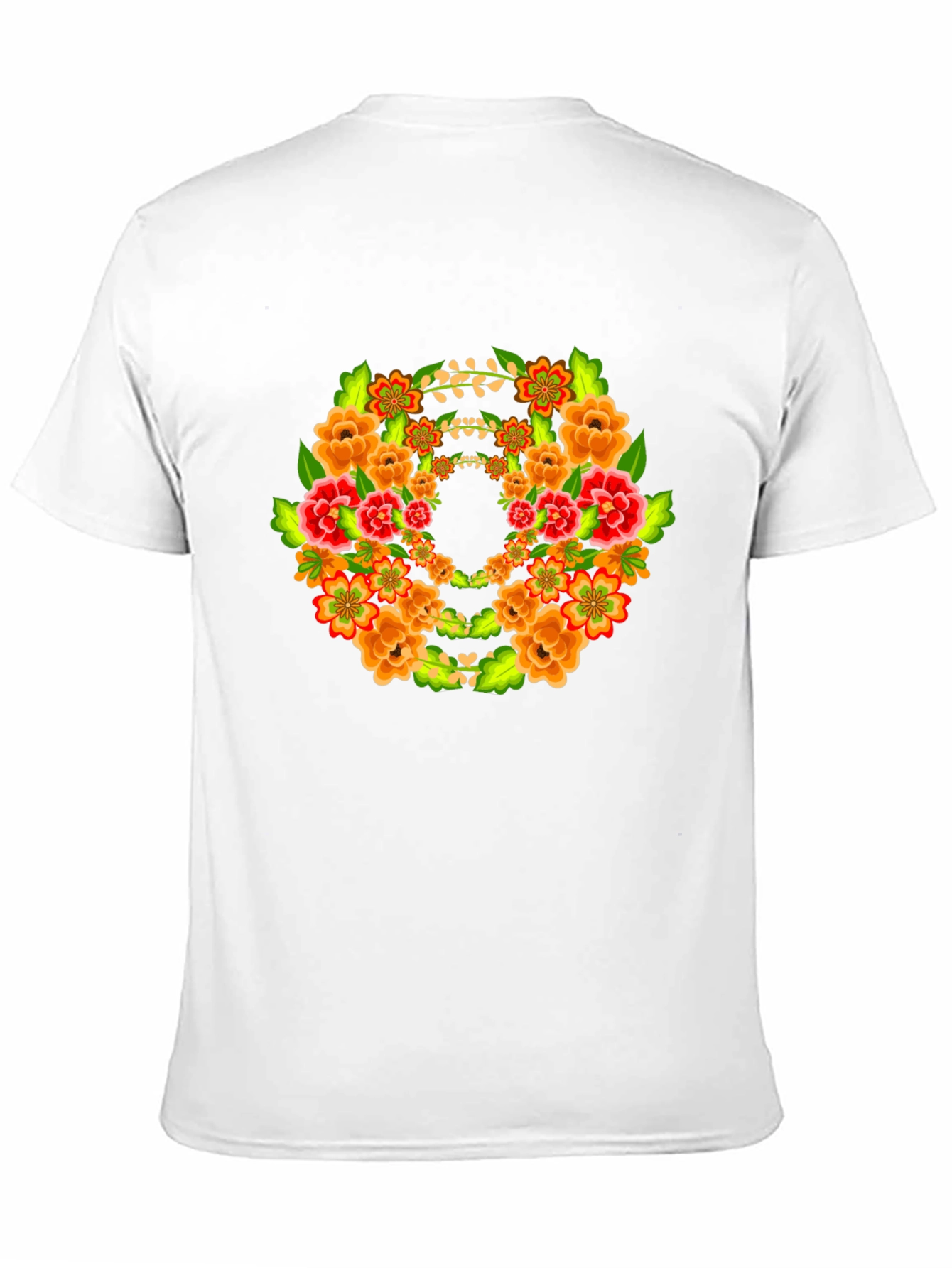Floral Wreath Graphic Black T-Shirt