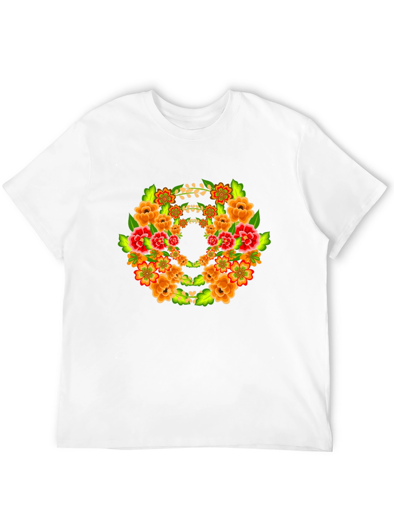 Floral Wreath Graphic Black T-Shirt