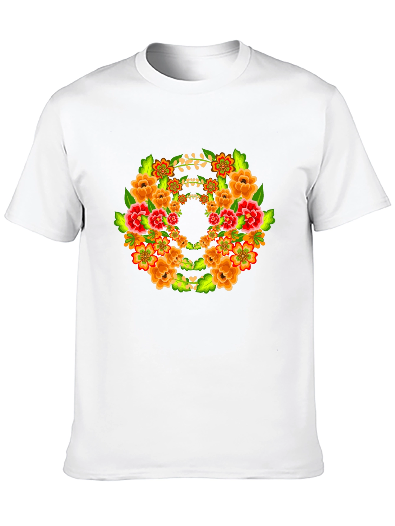 Floral Wreath Graphic Black T-Shirt