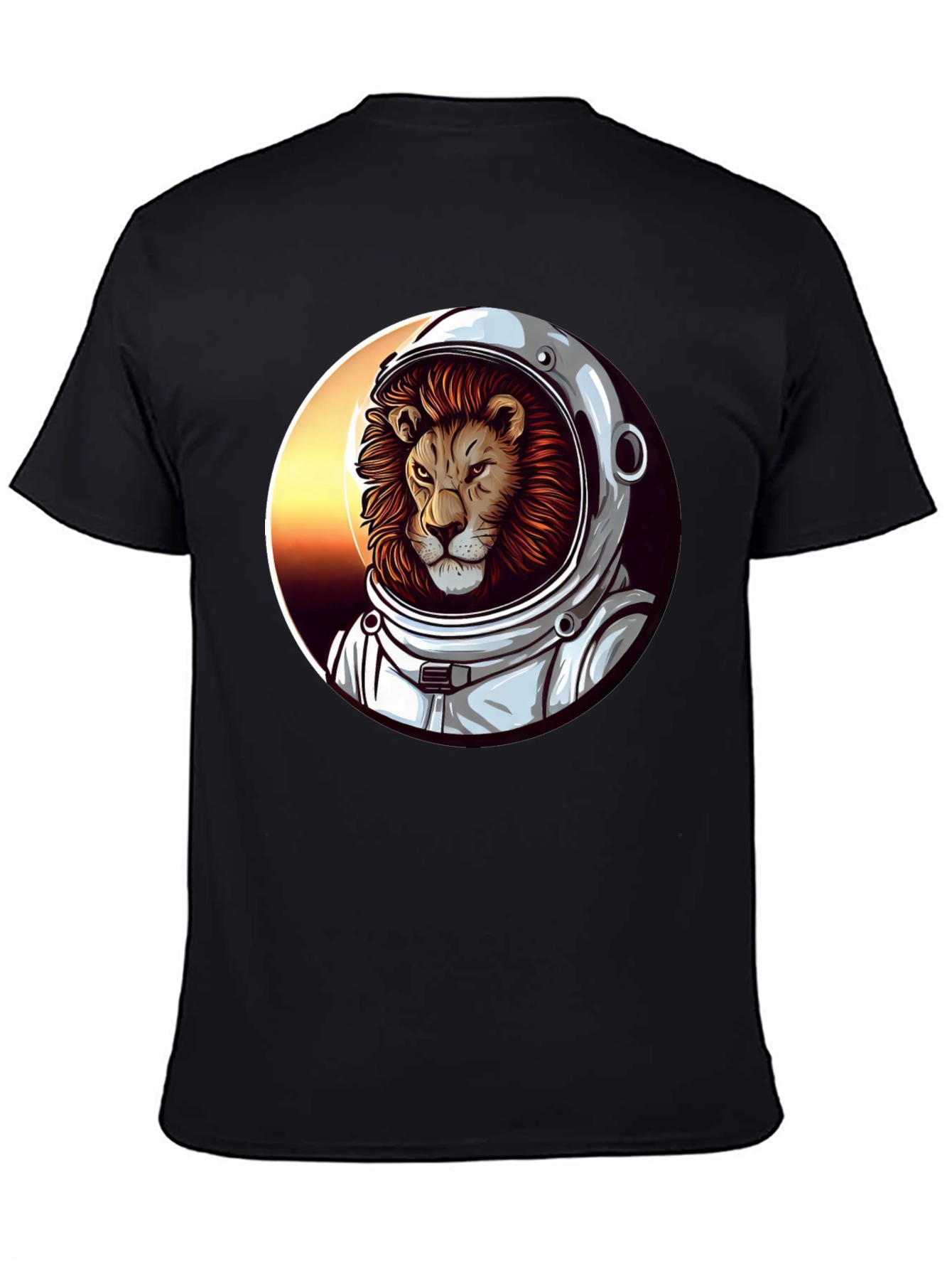 Lion Astronaut Graphic Tee - Black T-Shirt