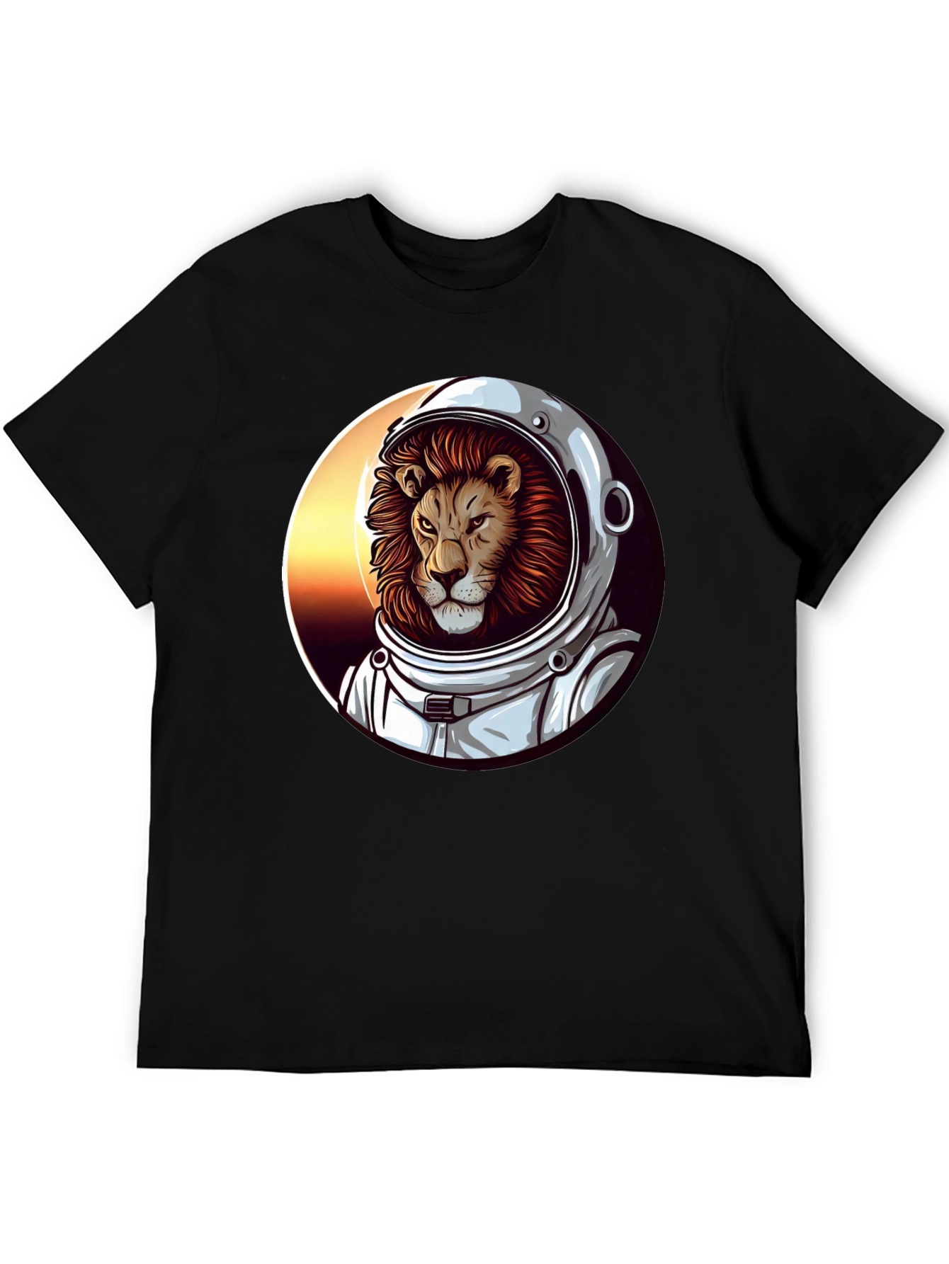 Lion Astronaut Graphic Tee - Black T-Shirt
