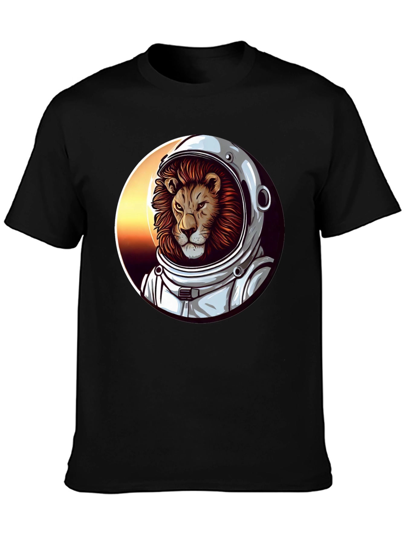 Lion Astronaut Graphic Tee - Black T-Shirt