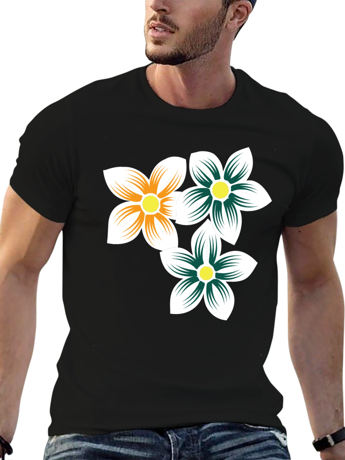 Floral Print Black T-Shirt