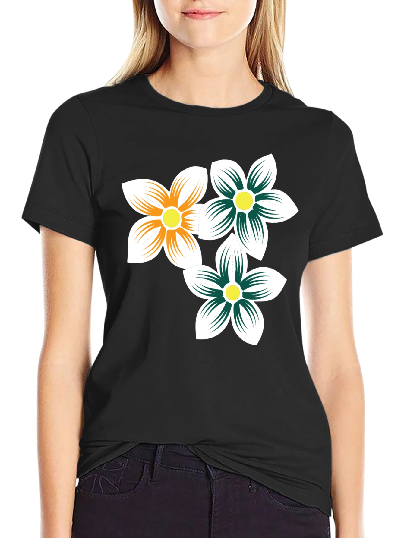 Floral Print Black T-Shirt