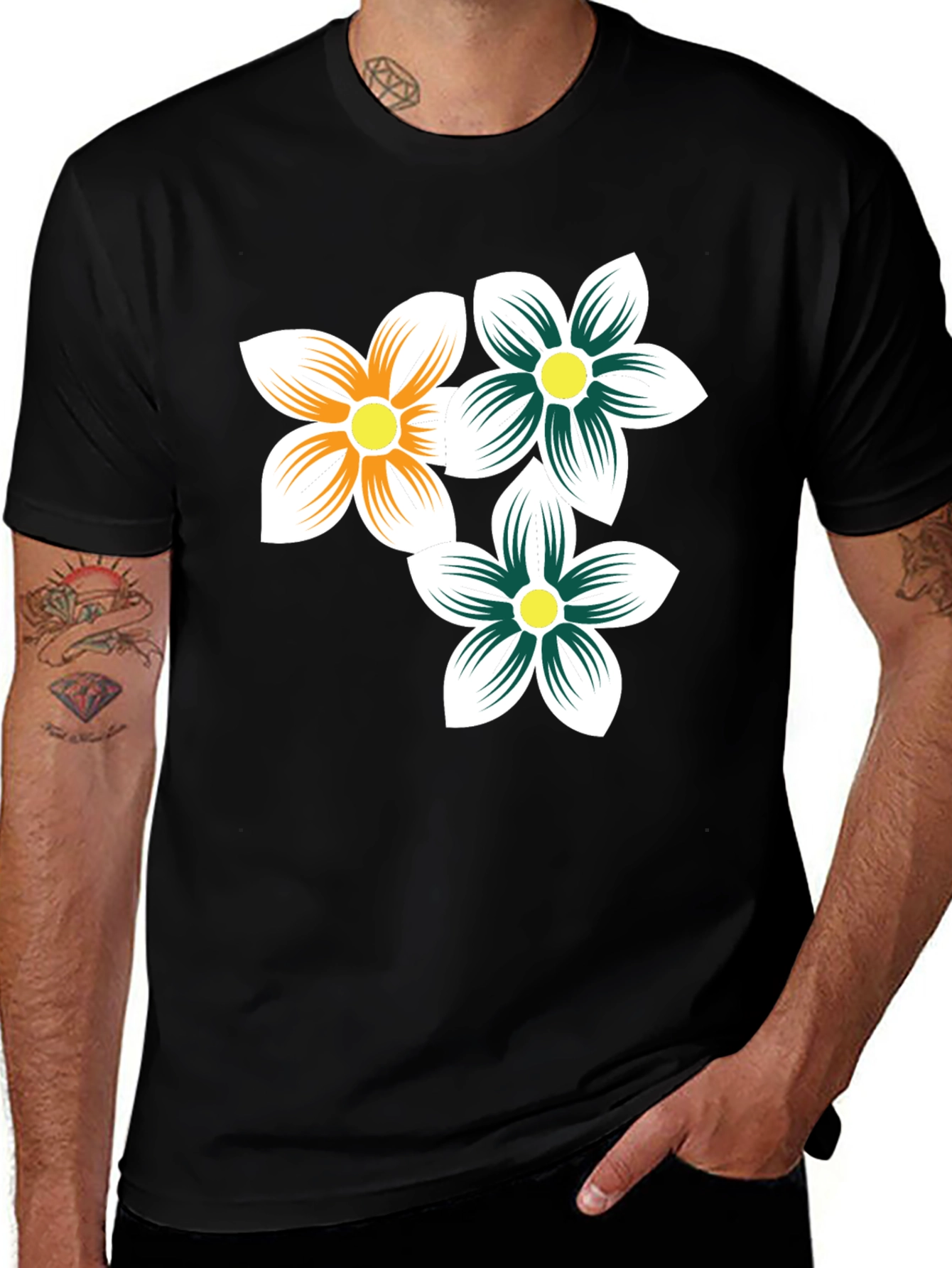 Floral Print Black T-Shirt