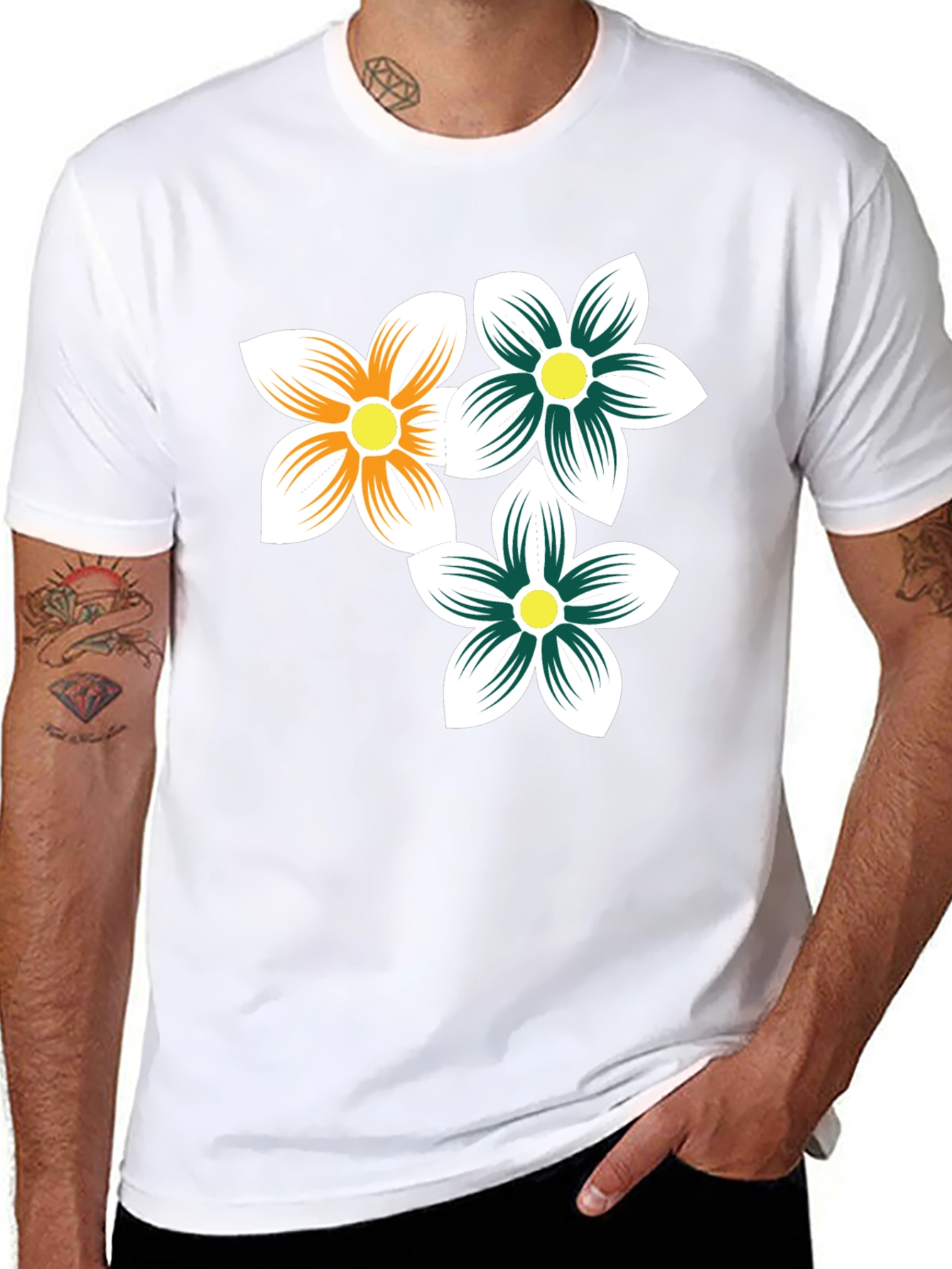 Floral Print Black T-Shirt