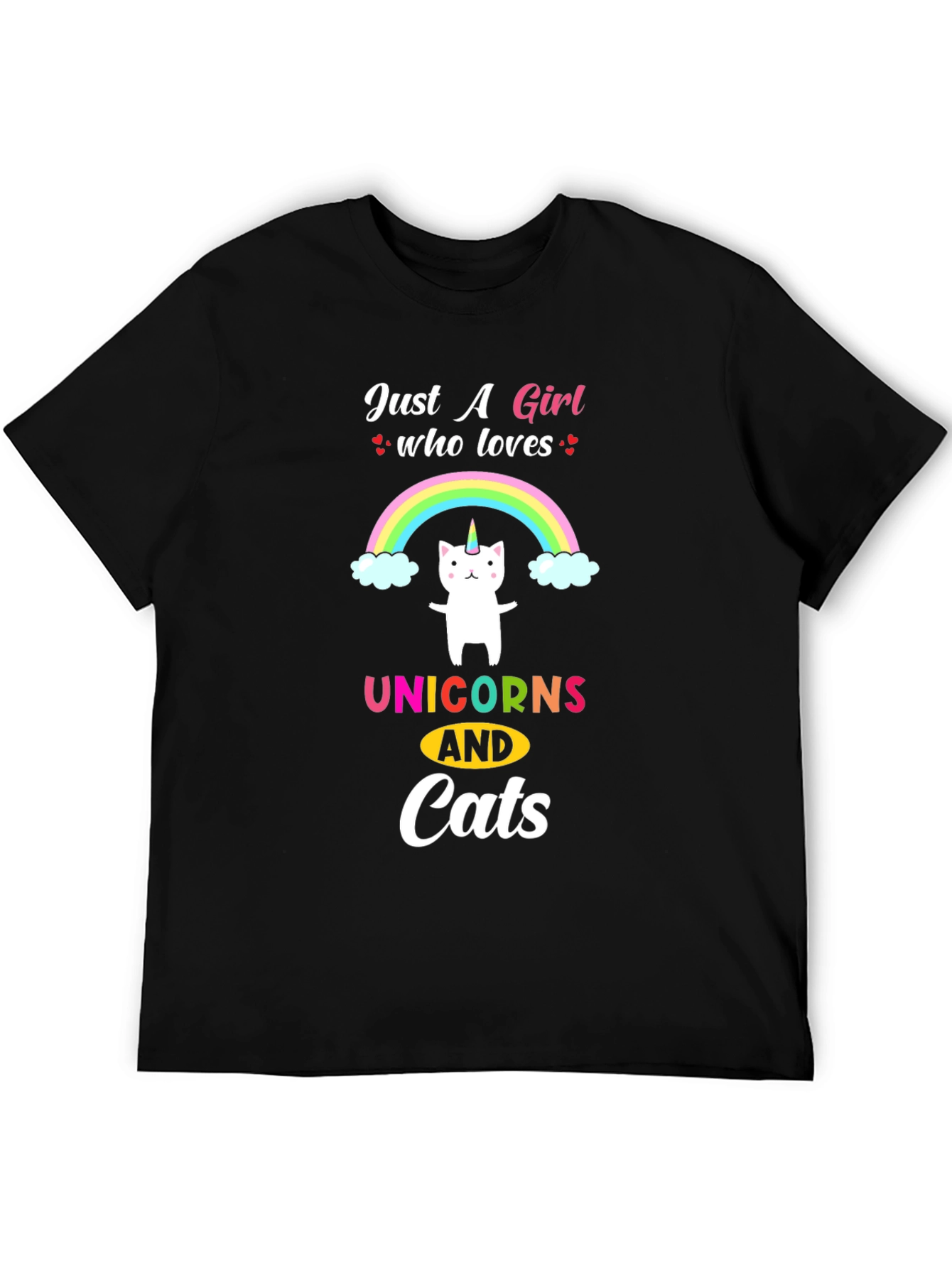Girls Unicorn & Cat Lover T-Shirt
