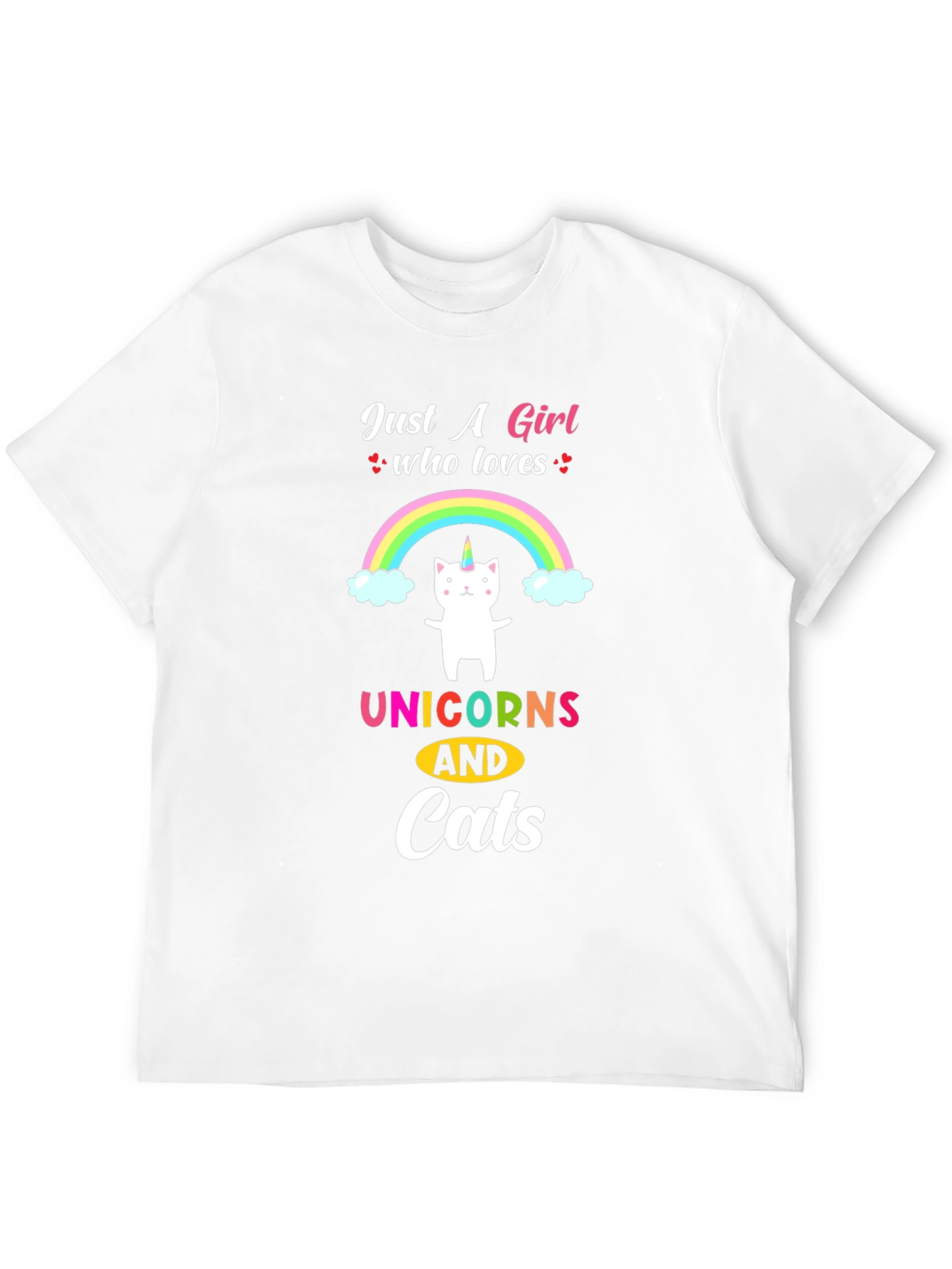 Girls Unicorn & Cat Lover T-Shirt
