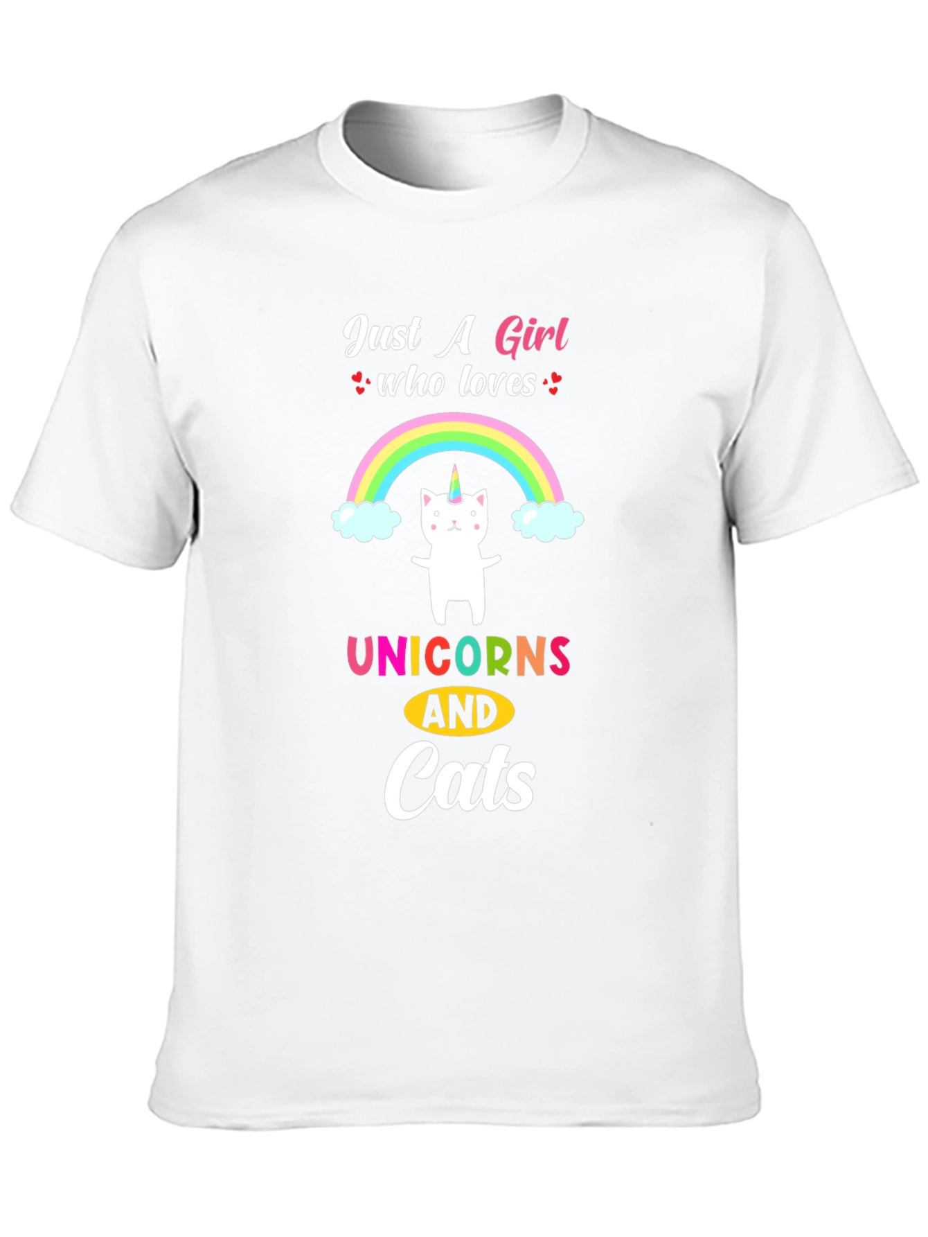 Girls Unicorn & Cat Lover T-Shirt
