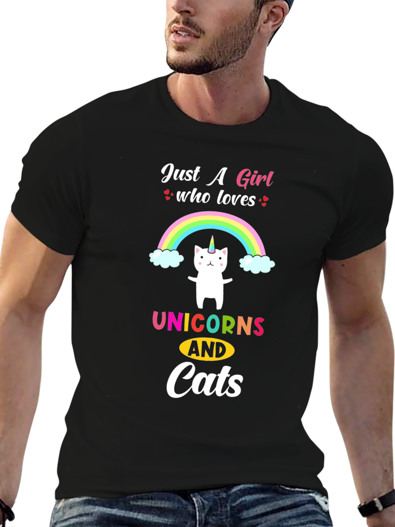 Girls Unicorn & Cat Lover T-Shirt