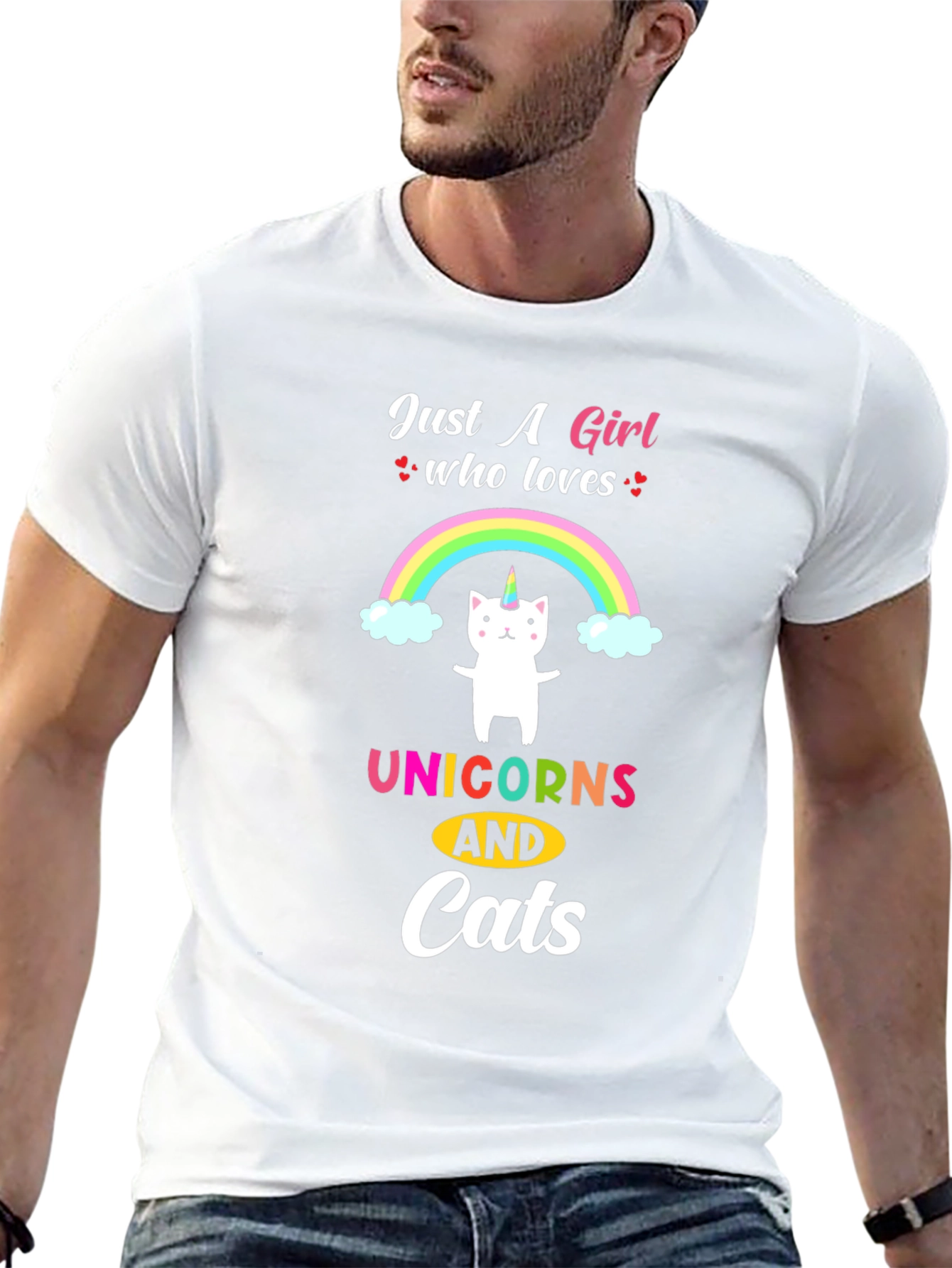 Girls Unicorn & Cat Lover T-Shirt