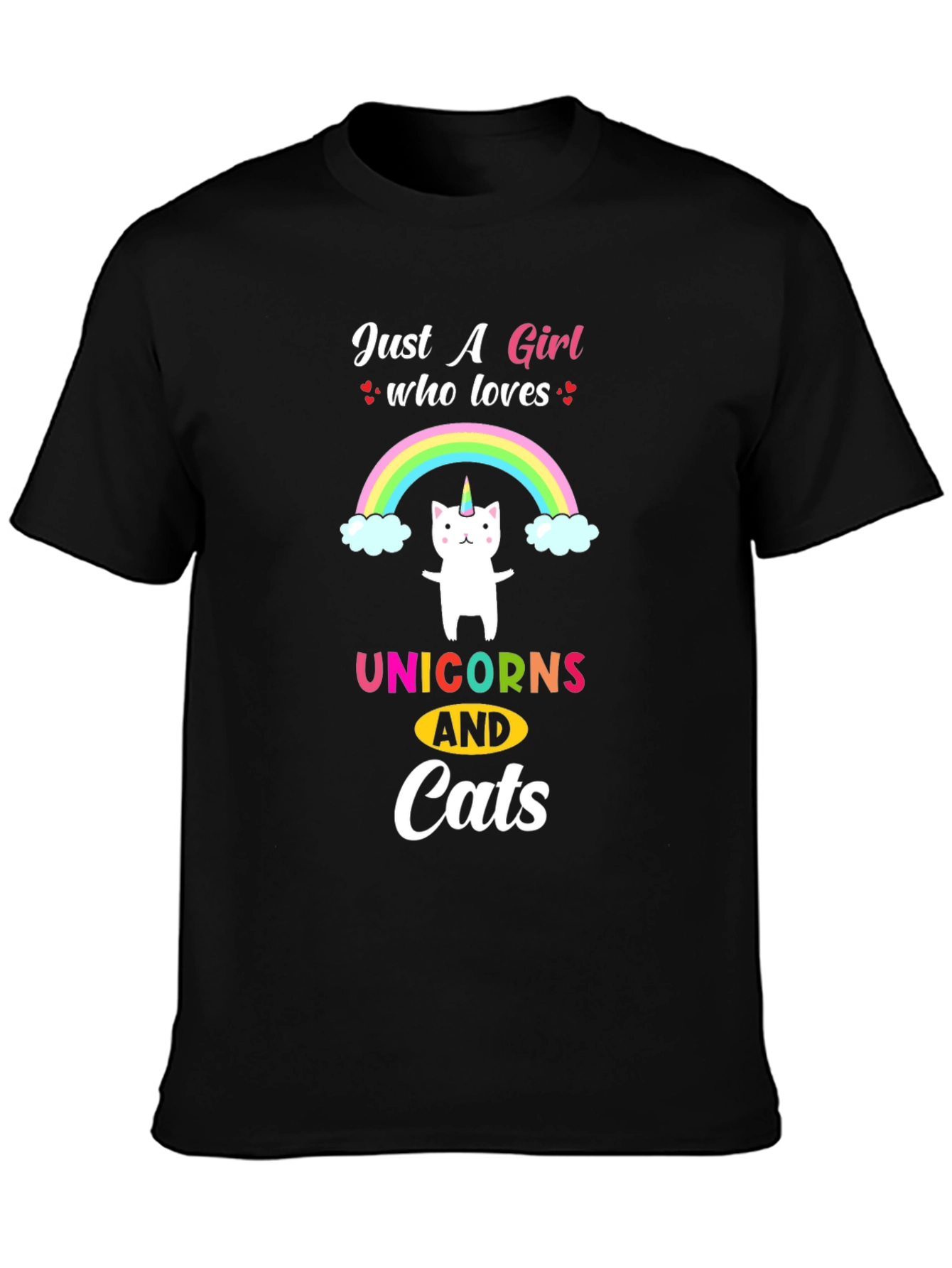 Girls Unicorn & Cat Lover T-Shirt