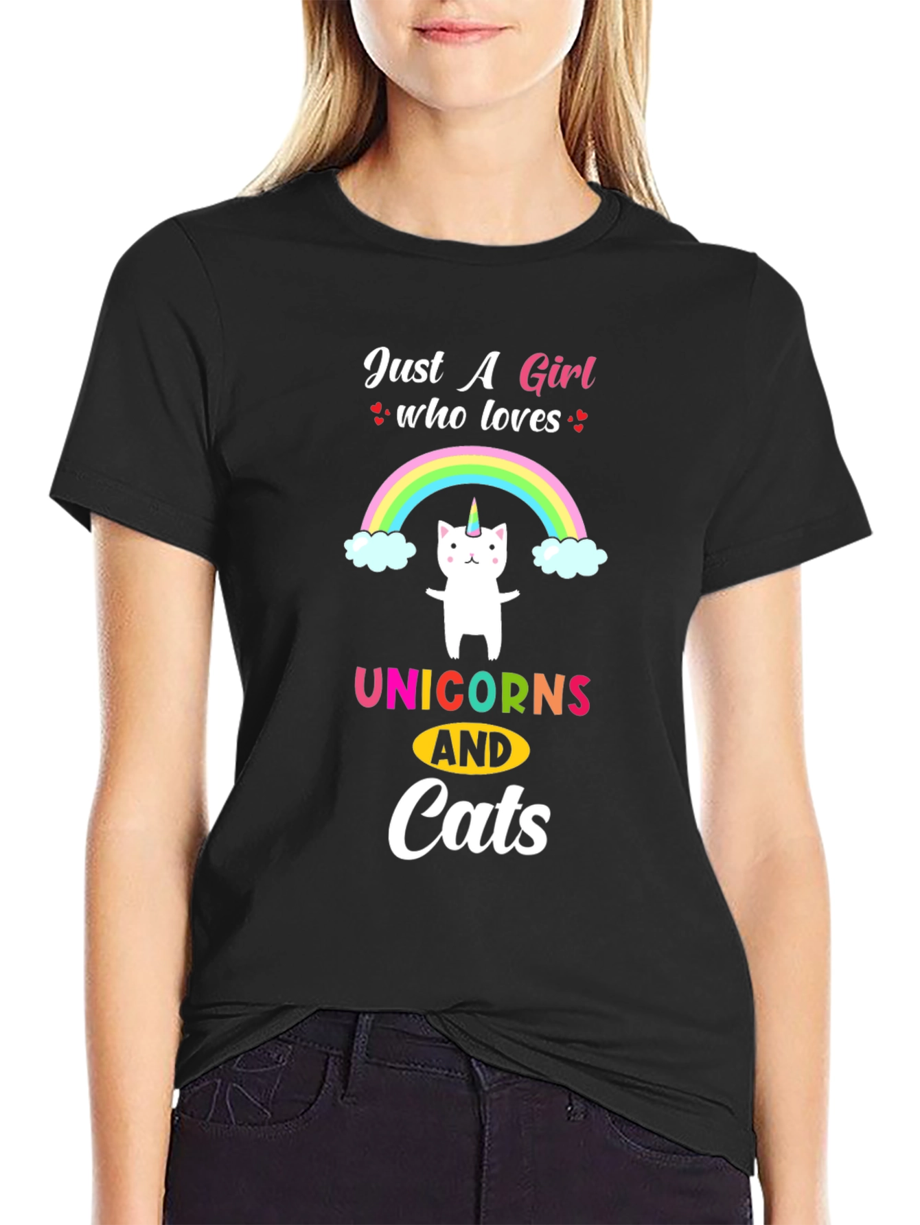 Girls Unicorn & Cat Lover T-Shirt