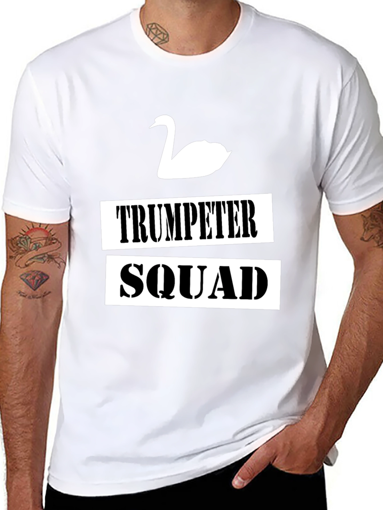 Trumpeter Swan Squad Graphic T-Shirt - Black Cotton Tee