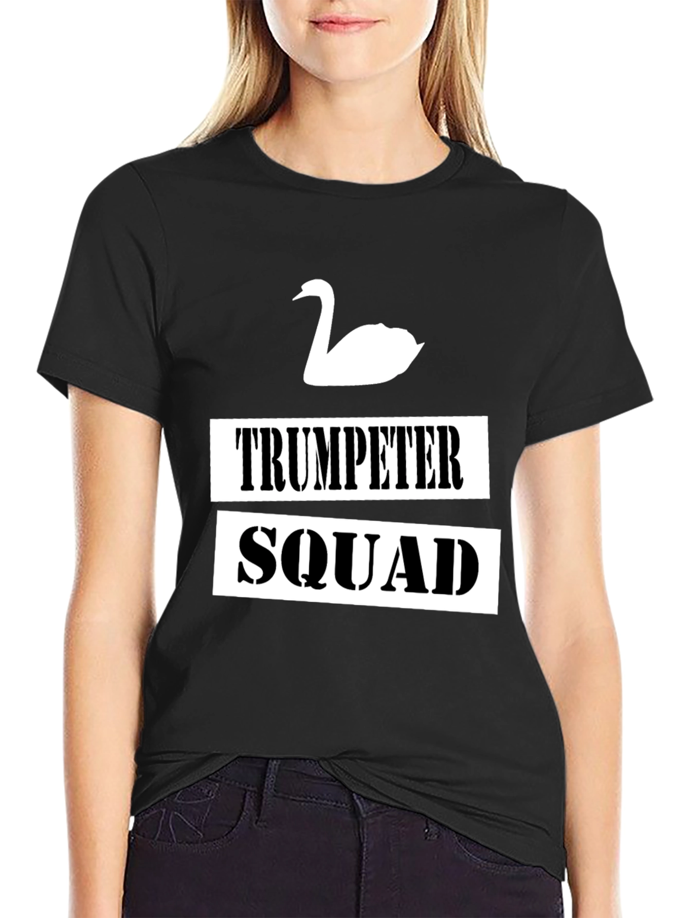 Trumpeter Swan Squad Graphic T-Shirt - Black Cotton Tee