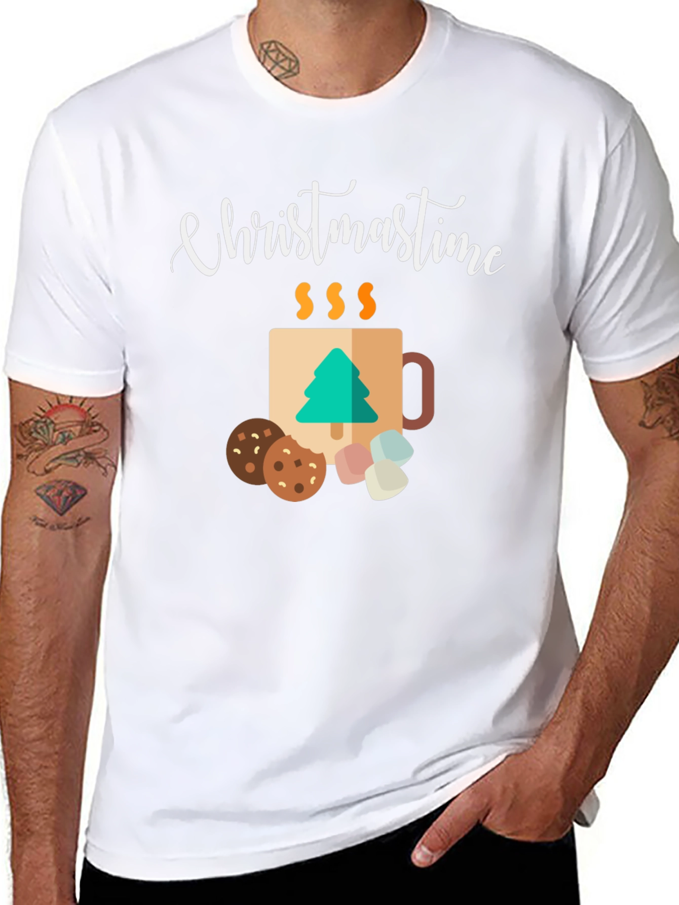Christmastime Mug & Treats Graphic Tee - Holiday Apparel