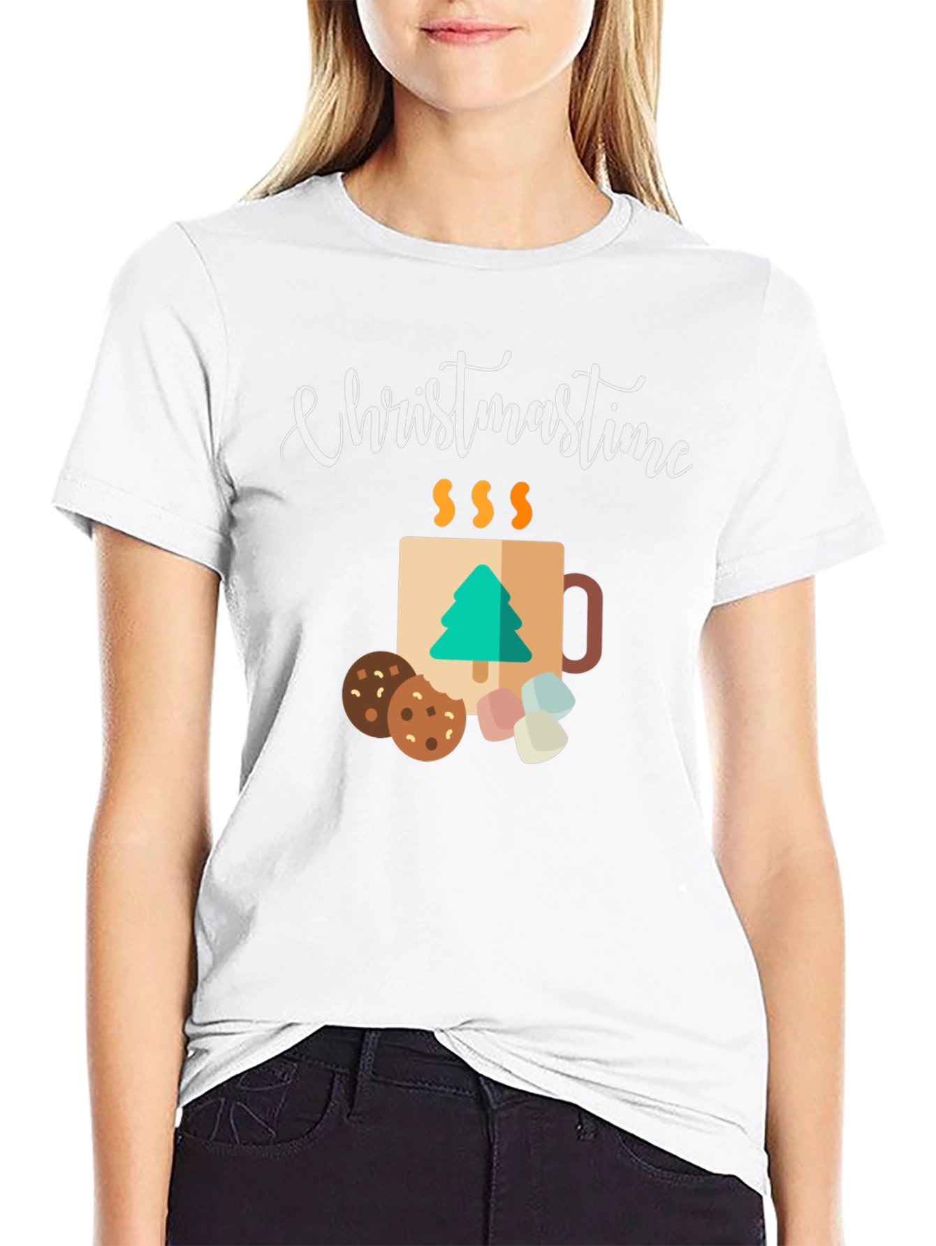 Christmastime Mug & Treats Graphic Tee - Holiday Apparel
