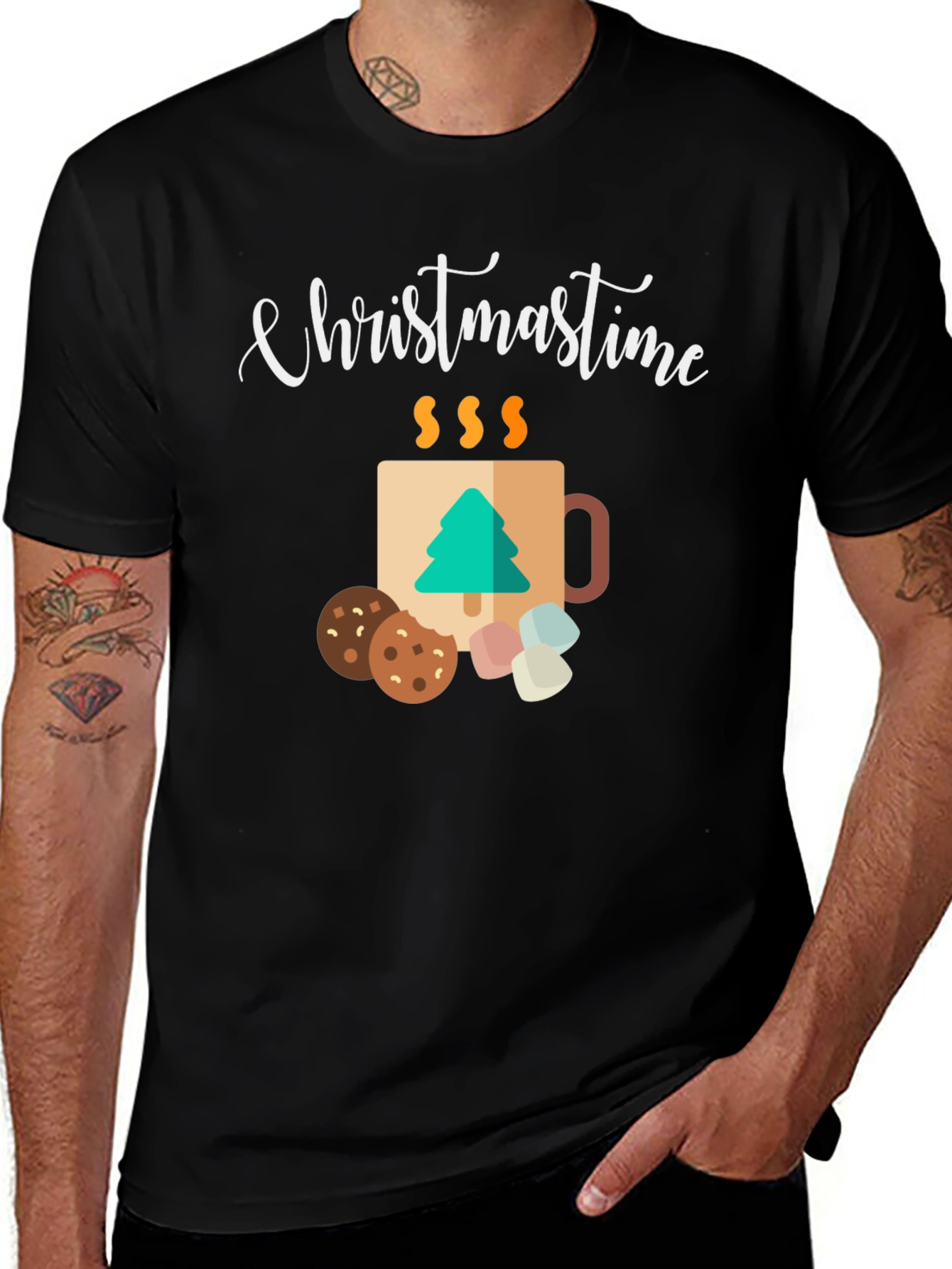 Christmastime Mug & Treats Graphic Tee - Holiday Apparel