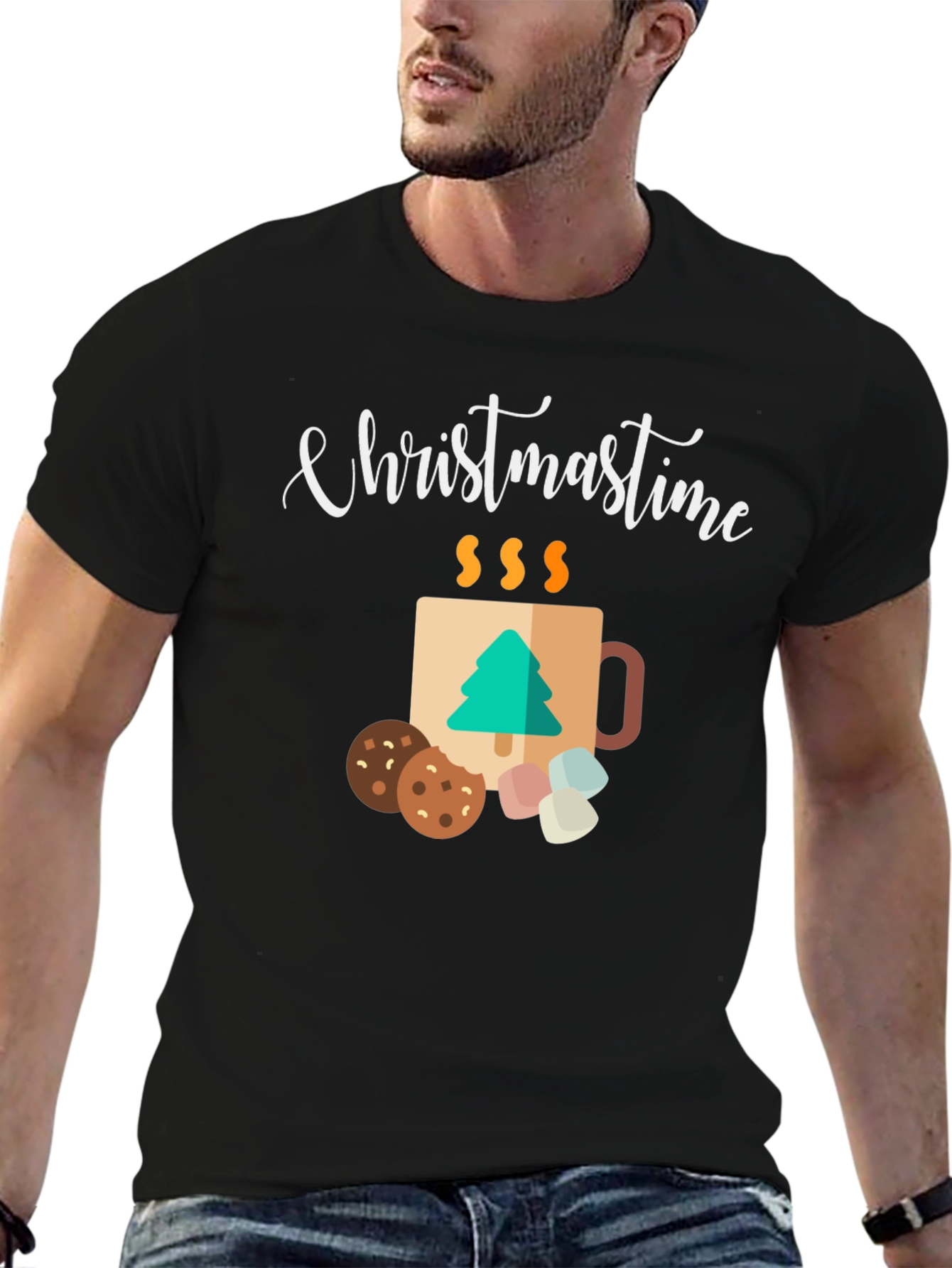 Christmastime Mug & Treats Graphic Tee - Holiday Apparel