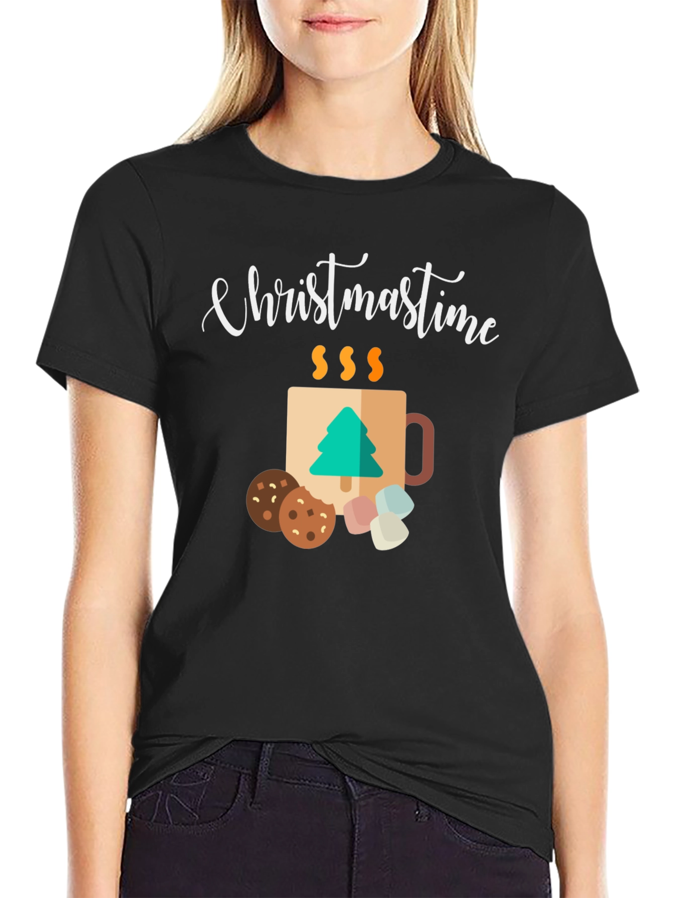 Christmastime Mug & Treats Graphic Tee - Holiday Apparel