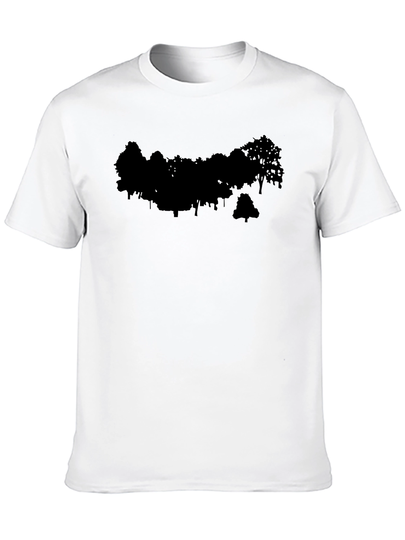 Abstract Tree Silhouette Graphic Tee - Black