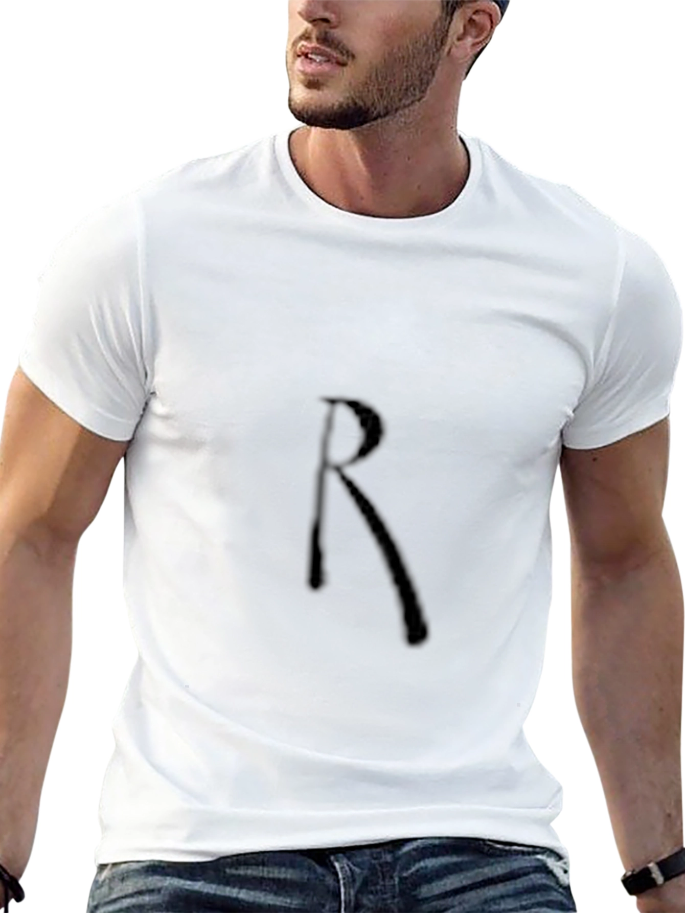 Mens Black T-Shirt with R Design