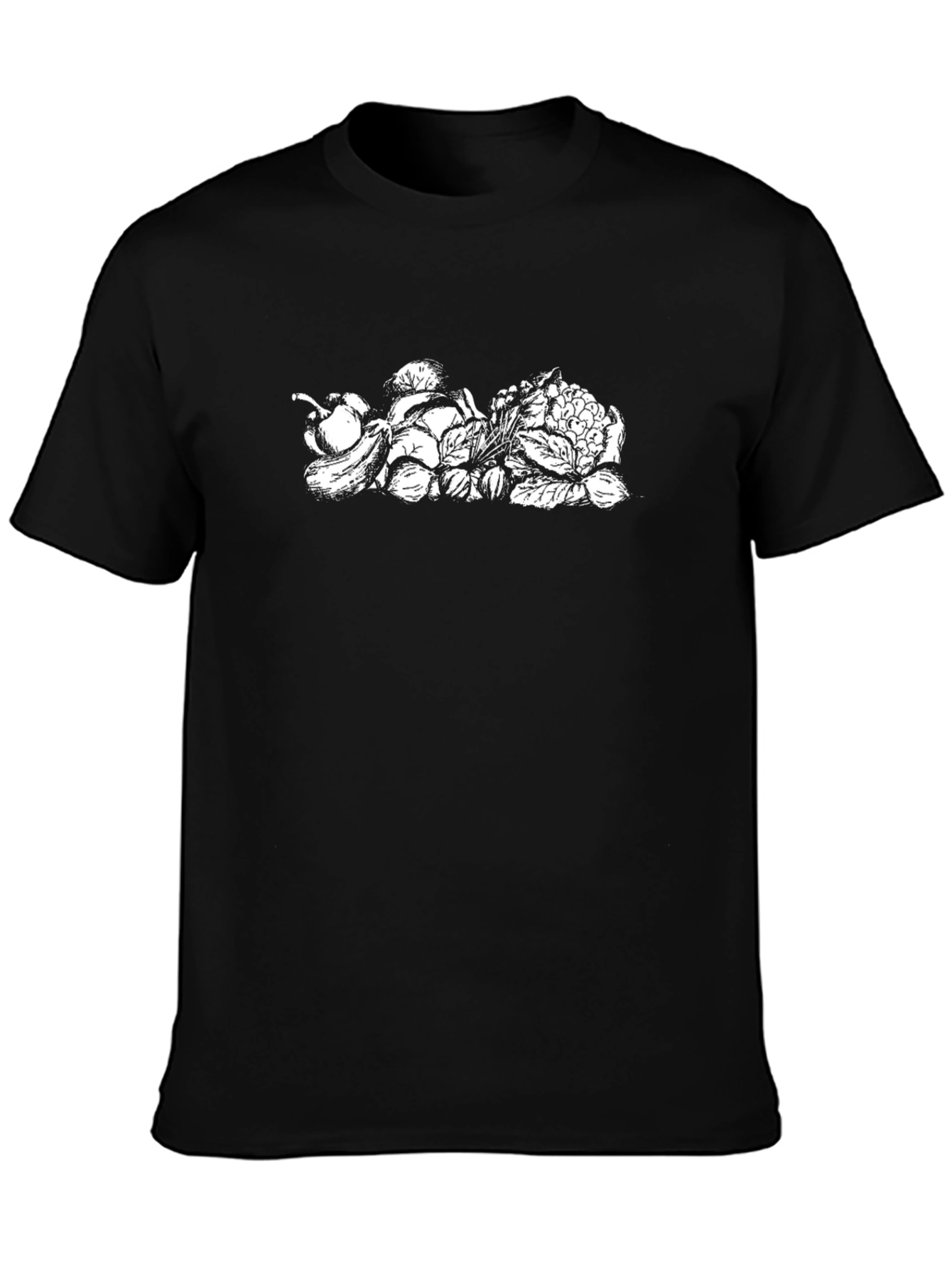 Black Graphic Tee with Floral Design