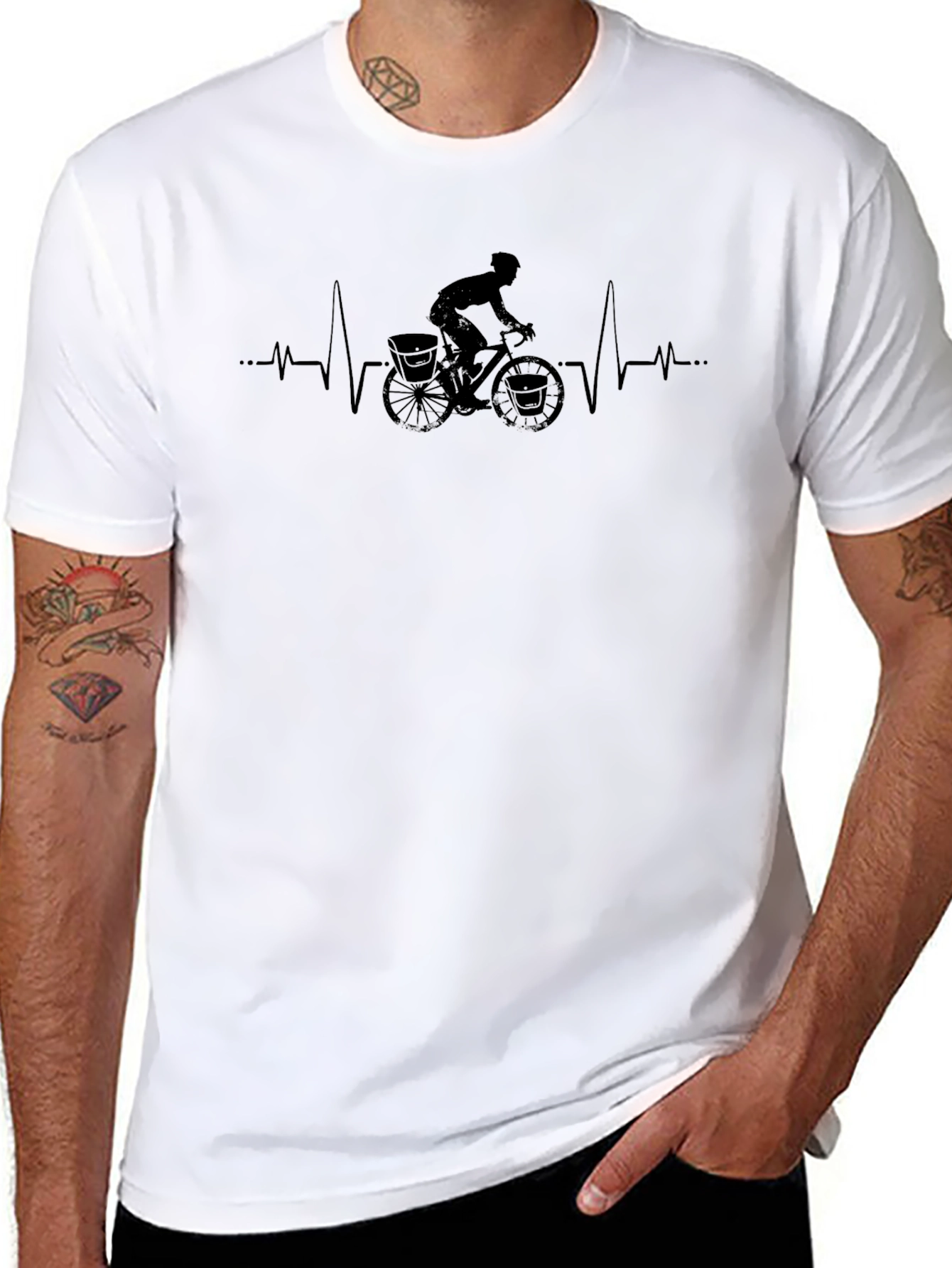 Cycling Heartbeat T-Shirt - Black